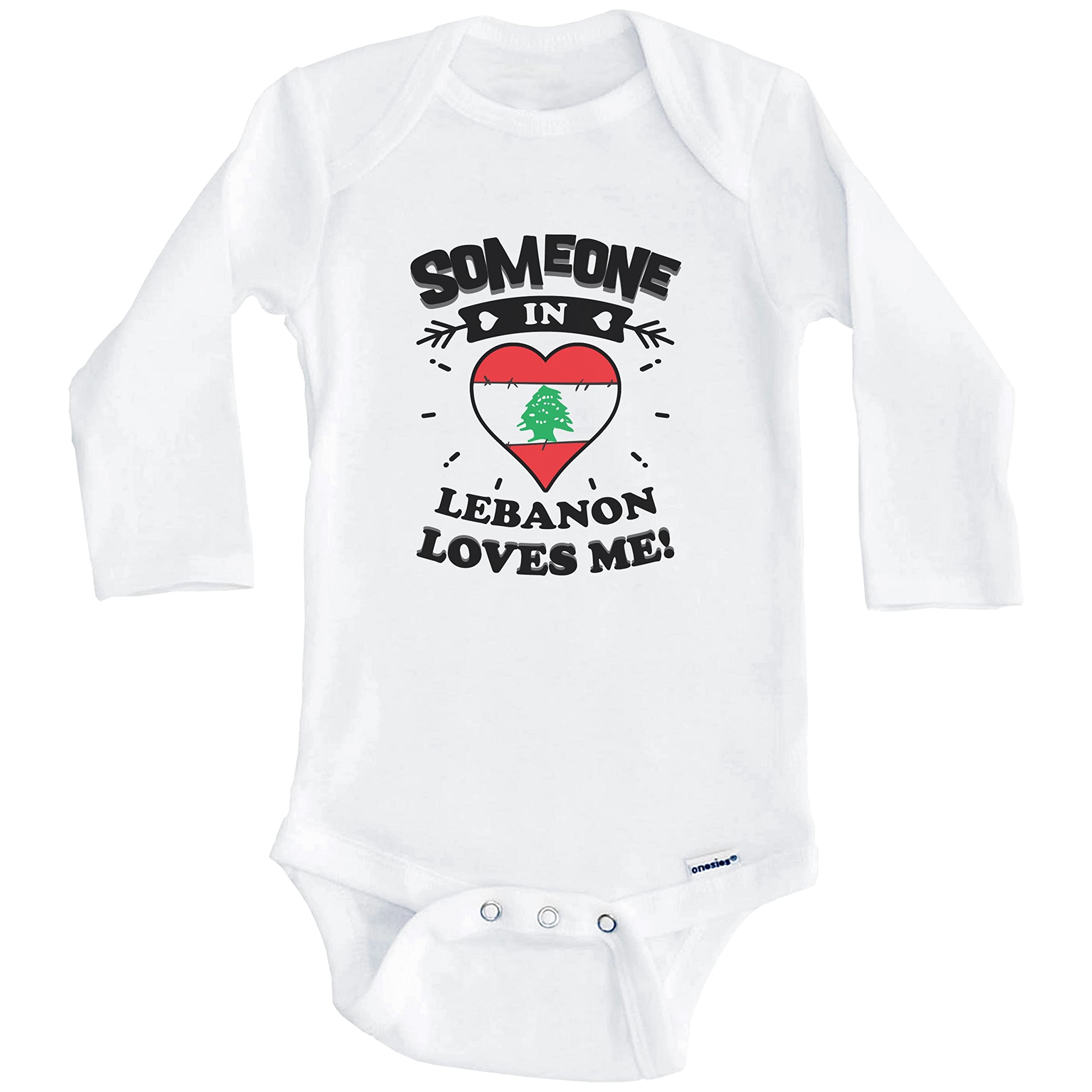 Someone in Lebanon Loves Me Baby Bodysuit - Long Sleeve One-Piece Outfit for Infants | Perfect for Family Photos, Holidays & Cultural Celebrations