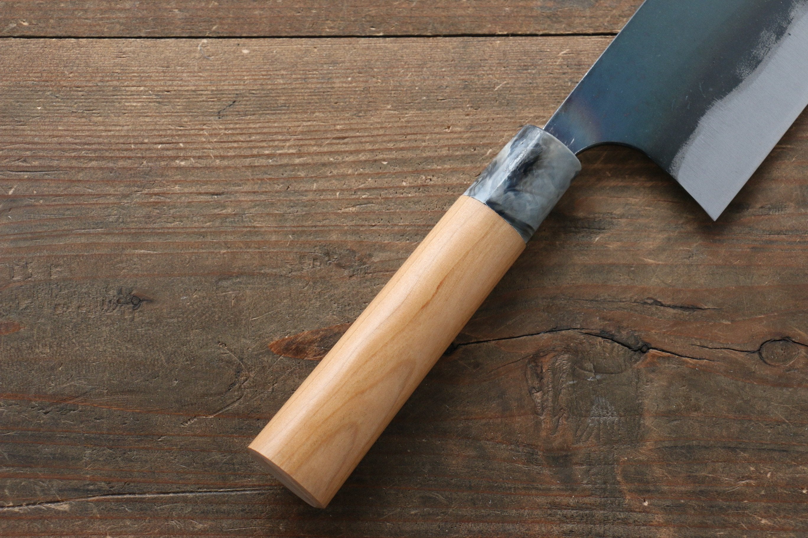 Masakage Mizu Blue Steel No.2 Nakiri Knife 170mm - Japanese Black Finished Chef Knife with American Cherry Wood Handle - Perfect for Vegetable Chopping, Slicing & Precision Kitchen Tasks