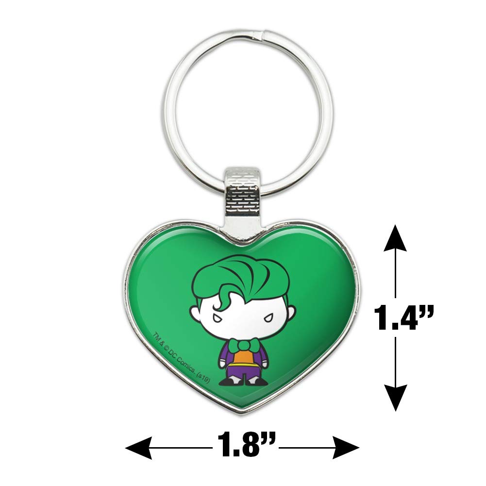 Batman Joker Cute Chibi Character Keychain - Heart Love Metal Key Ring for Backpacks, Gifts & Cosplay Accessories