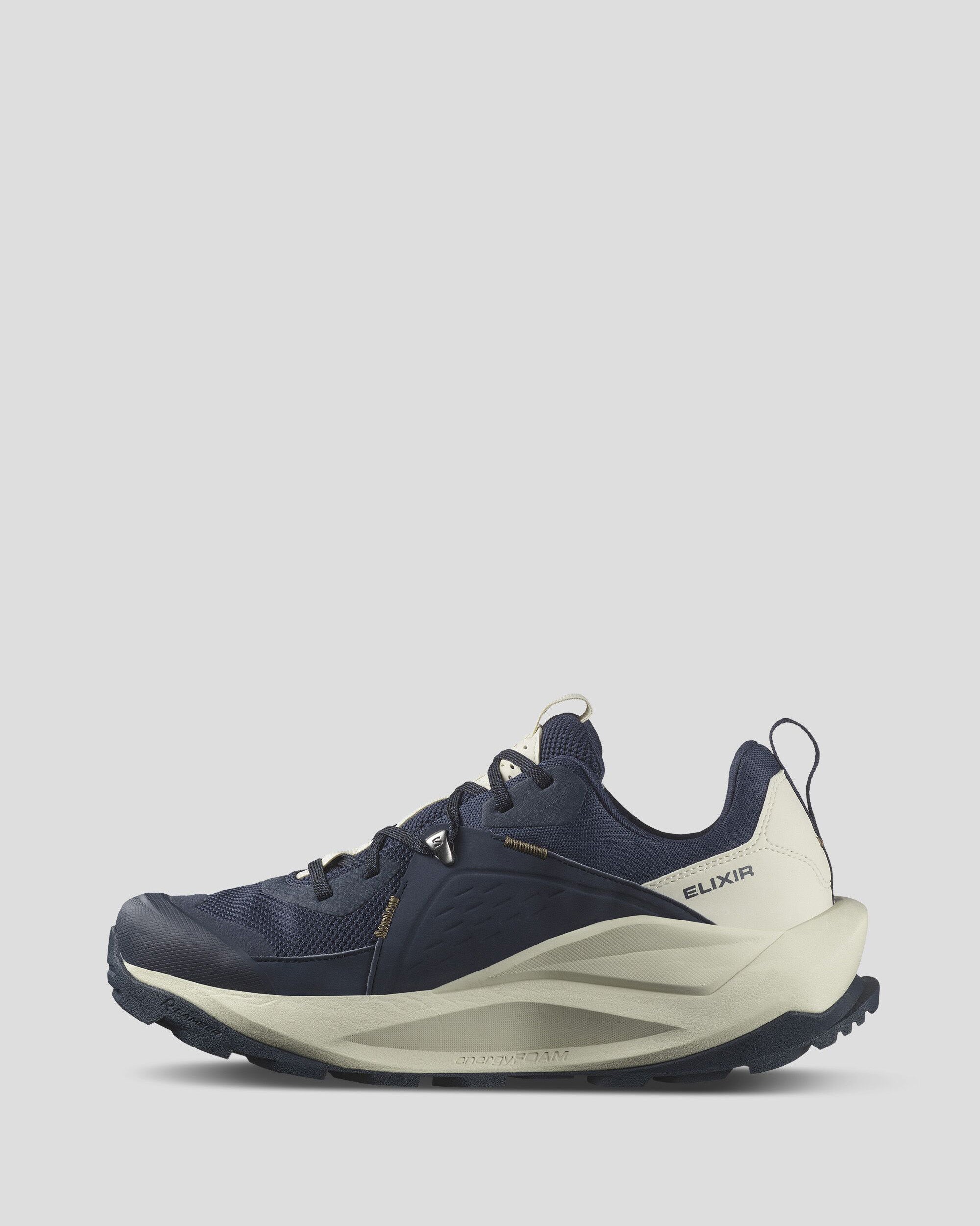 Men's Salomon Elixir GTX Waterproof Hiking Shoes - Blue Nights/Almond Milk/Gothic Olive | Lightweight Trail Running & Outdoor Adventure Footwear