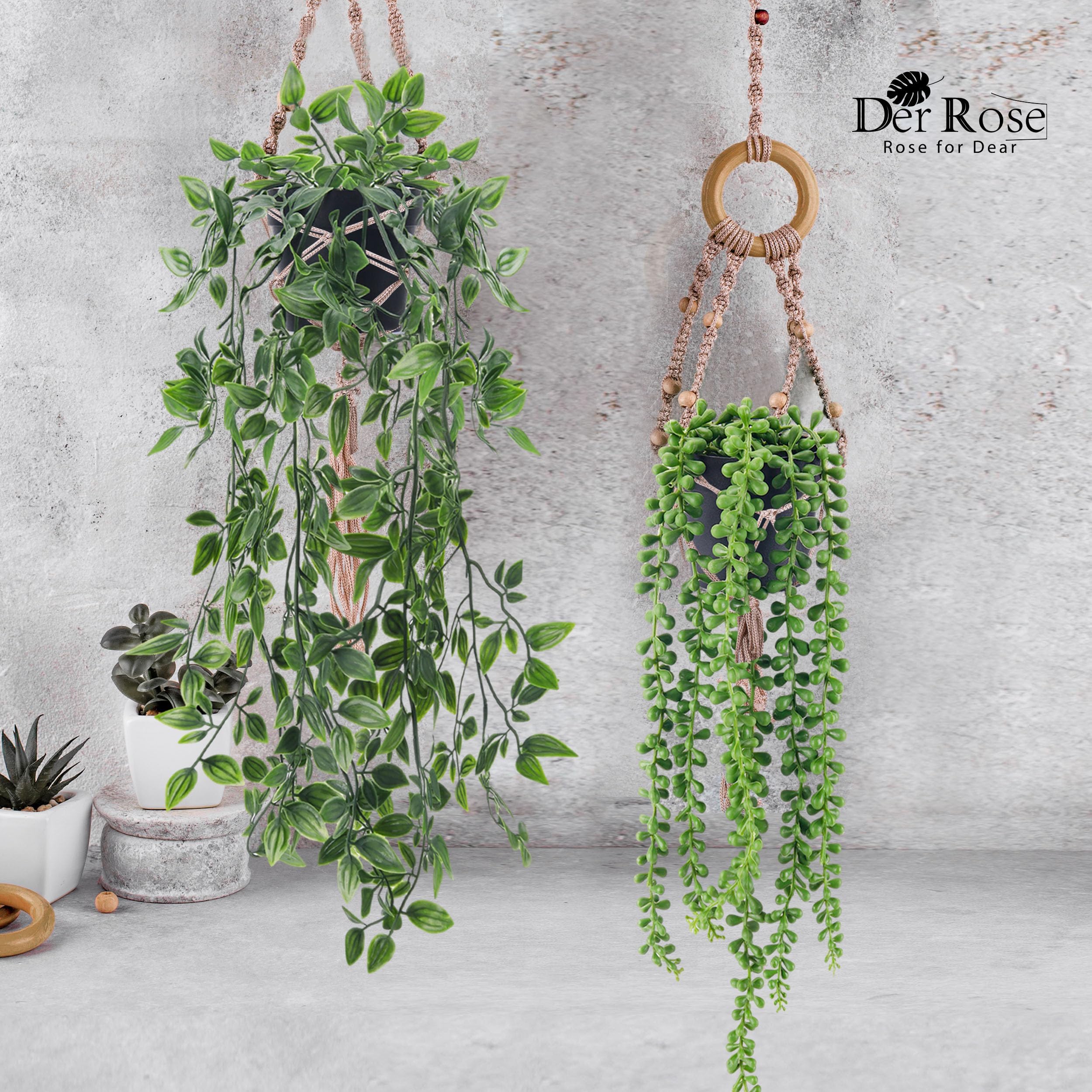 4 Pack Artificial Hanging Plants - Fake Potted Greenery Decor for Indoor & Outdoor Use - Perfect for Home, Room, Shelf, Patio, and Garden Decor