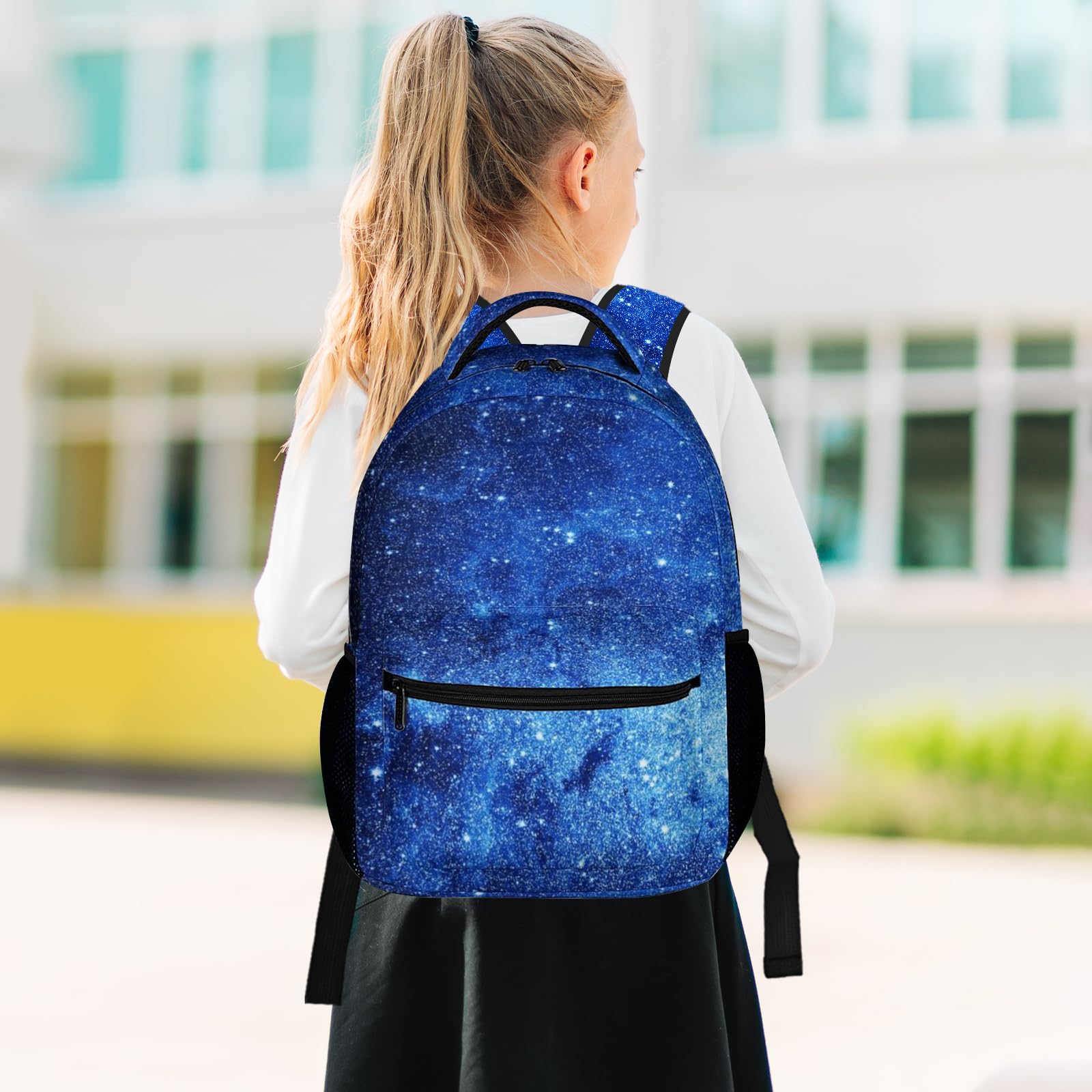 Blue Galaxy Backpack for Kids - Space Universe Themed School Backpack for Boys & Girls, 16.5 Inch Starry Stars Laptop Backpack for Elementary Students - Perfect for School, Travel & Daily Use
