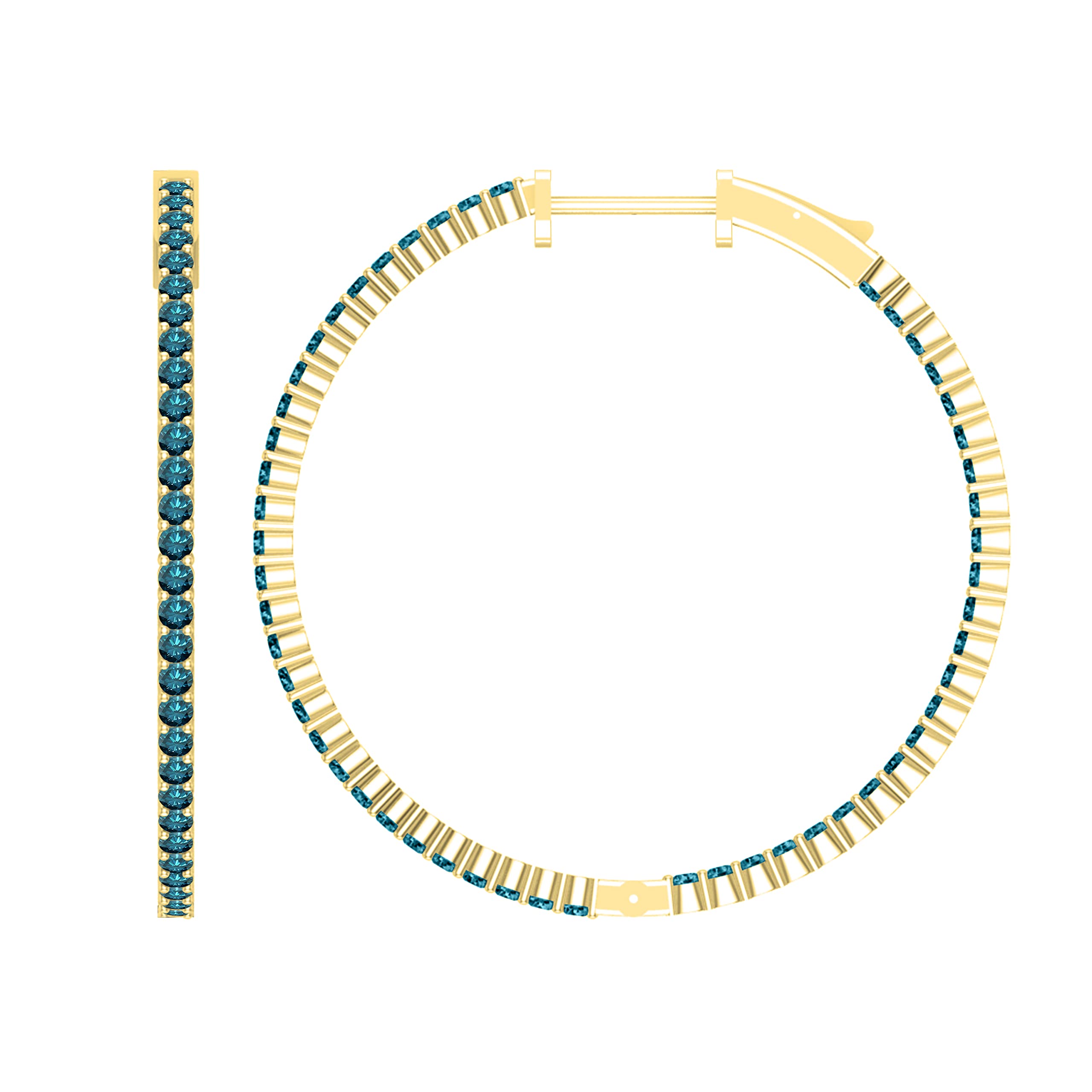 Dazzlingrock Collection Round Gemstone or Diamond Classic Thin Inside Out Hinged Post Hoop Earrings for Women in Solid Gold - Perfect for Everyday Wear, Parties & Special Occasions