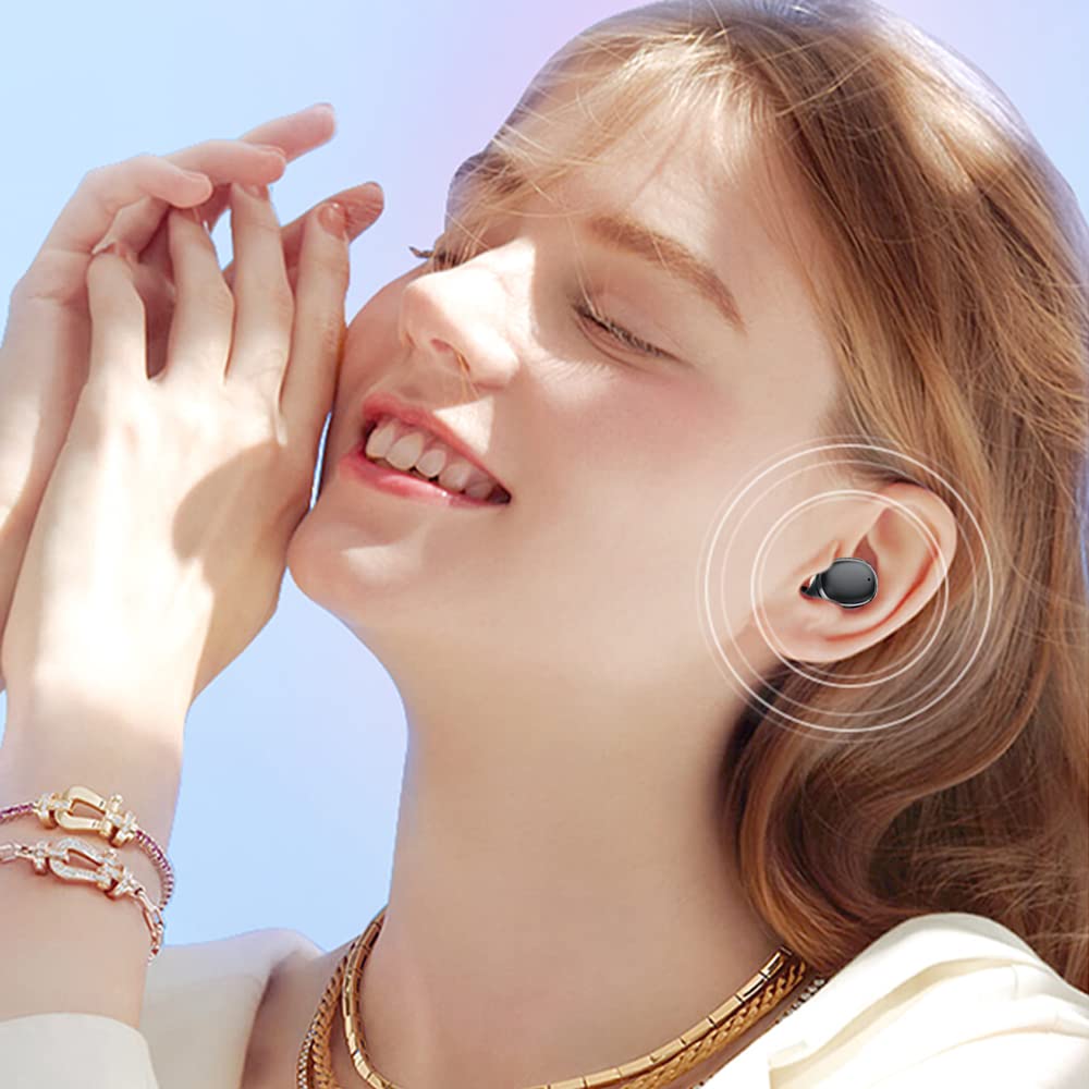 Kamon K14 Wireless Bluetooth Earbuds with Wireless Charging Case - Bluetooth 5.3, IPX7 Waterproof, Touch Control, Built-in Mic, Hi-Fi Stereo Sound - Compatible with iPhone 14/13, Samsung Galaxy - Perfect for Gym, Running & Daily Use (Black)