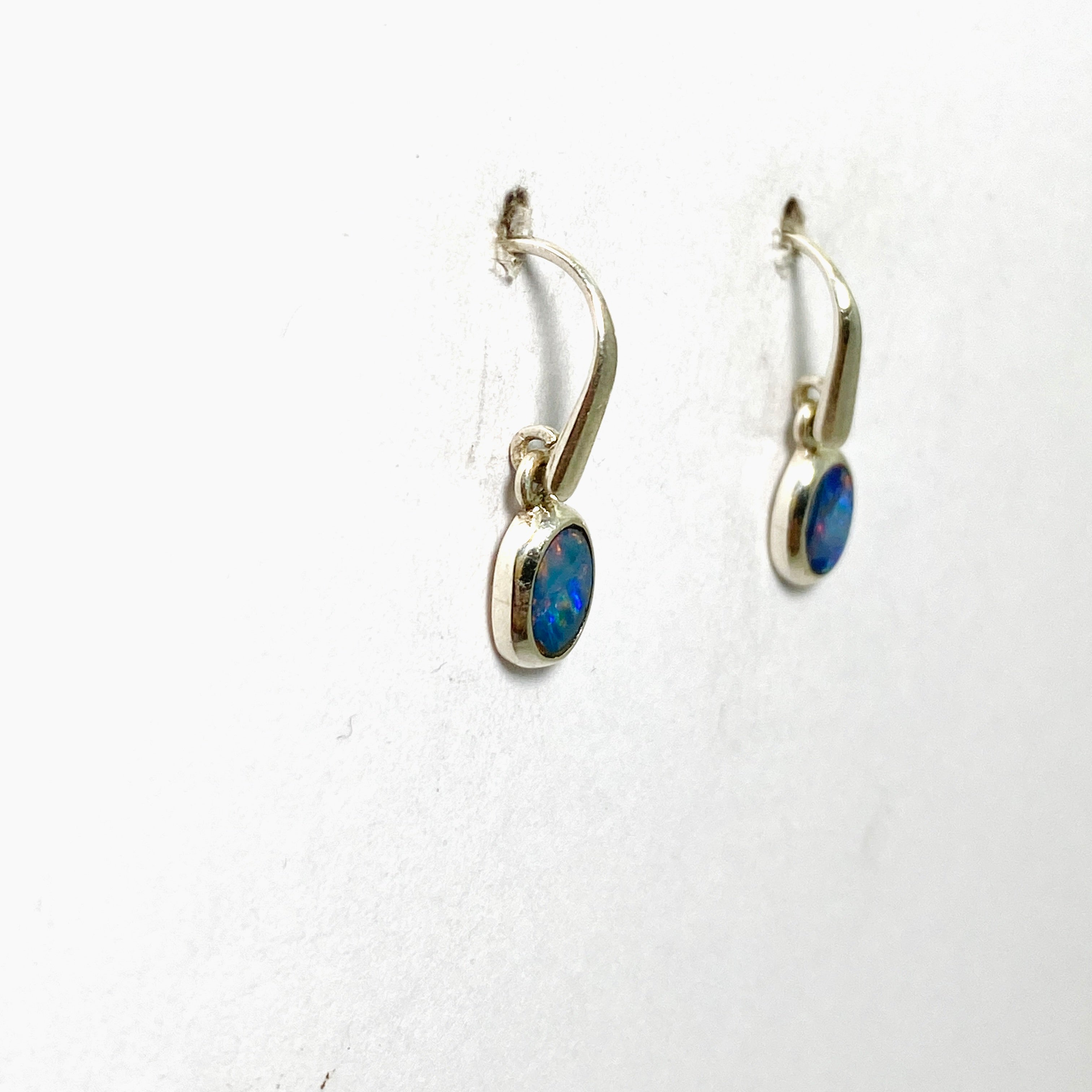 Natural Opal Doublet Oval Cabochon Earrings - Lightning Ridge Australian Opal Jewelry for Women - Perfect for Weddings, Parties & Special Occasions
