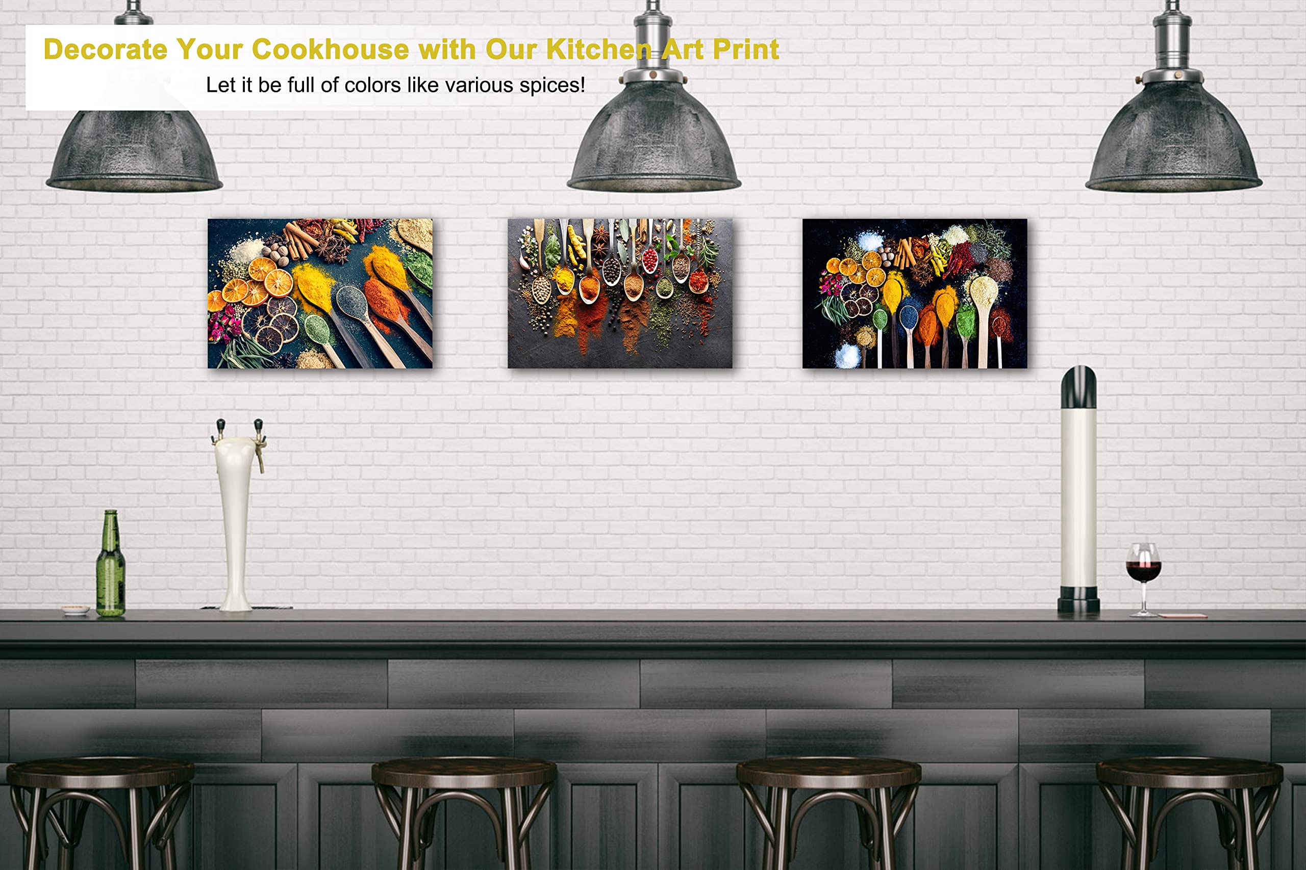 Kitchen Wall Art - 3 Piece Framed Canvas Prints for Dining Room & Restaurant Decor (12x18 Inches) - Perfect for Home & Commercial Spaces