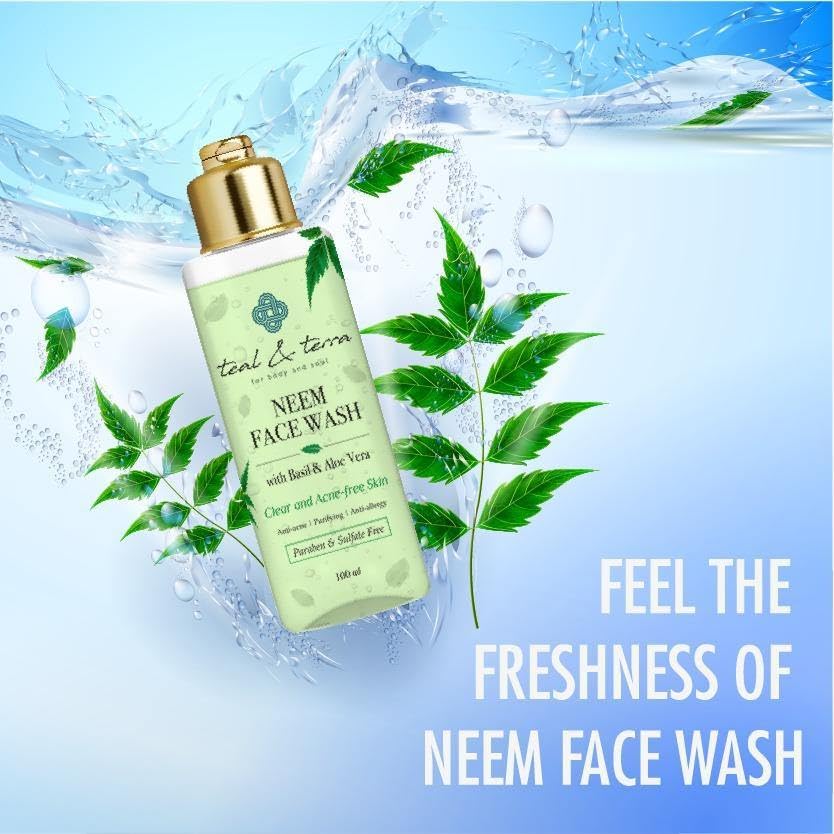 Teal & Terra Kumkumadi Oil (30ml) & Neem Face Wash Set - Skin Brightening Night Serum & Cleanser for Glowing, Even Skin Tone | Ayurvedic Skincare Duo for Dry, Dull & Acne-Prone Skin | Perfect for Night Routine & Travel Skincare