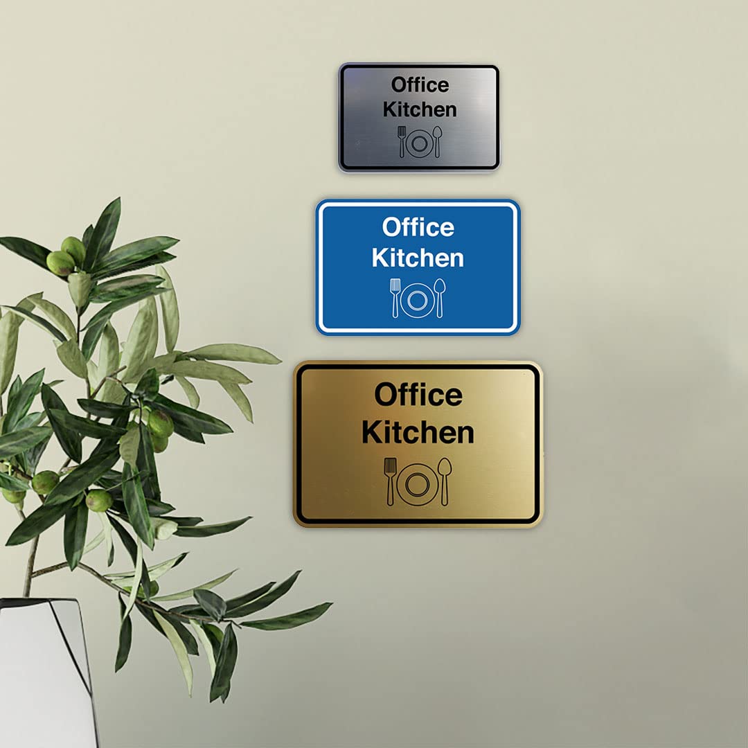 Classic Framed Office Kitchen Sign (Black/Silver) - Small Wall Decor for Home, Office & Restaurant - Perfect for Coffee Bar, Break Room & Housewarming Gifts