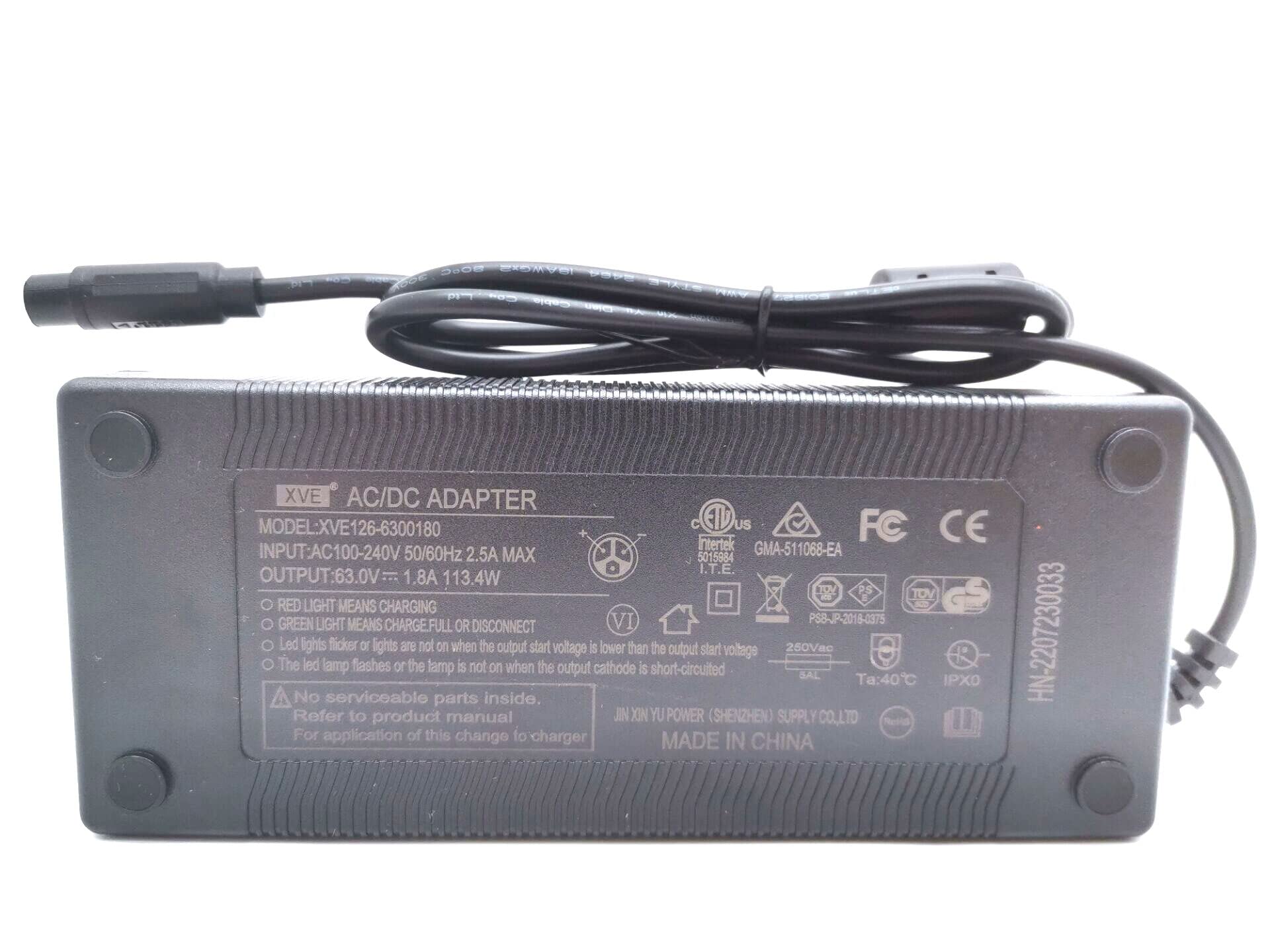 Original 63V Li-ion Battery Charger for Inmotion L9/S1 Electric Scooter - Fast Charging Power Adapter Accessories - Perfect for Commuting, Campus Travel & Urban Mobility