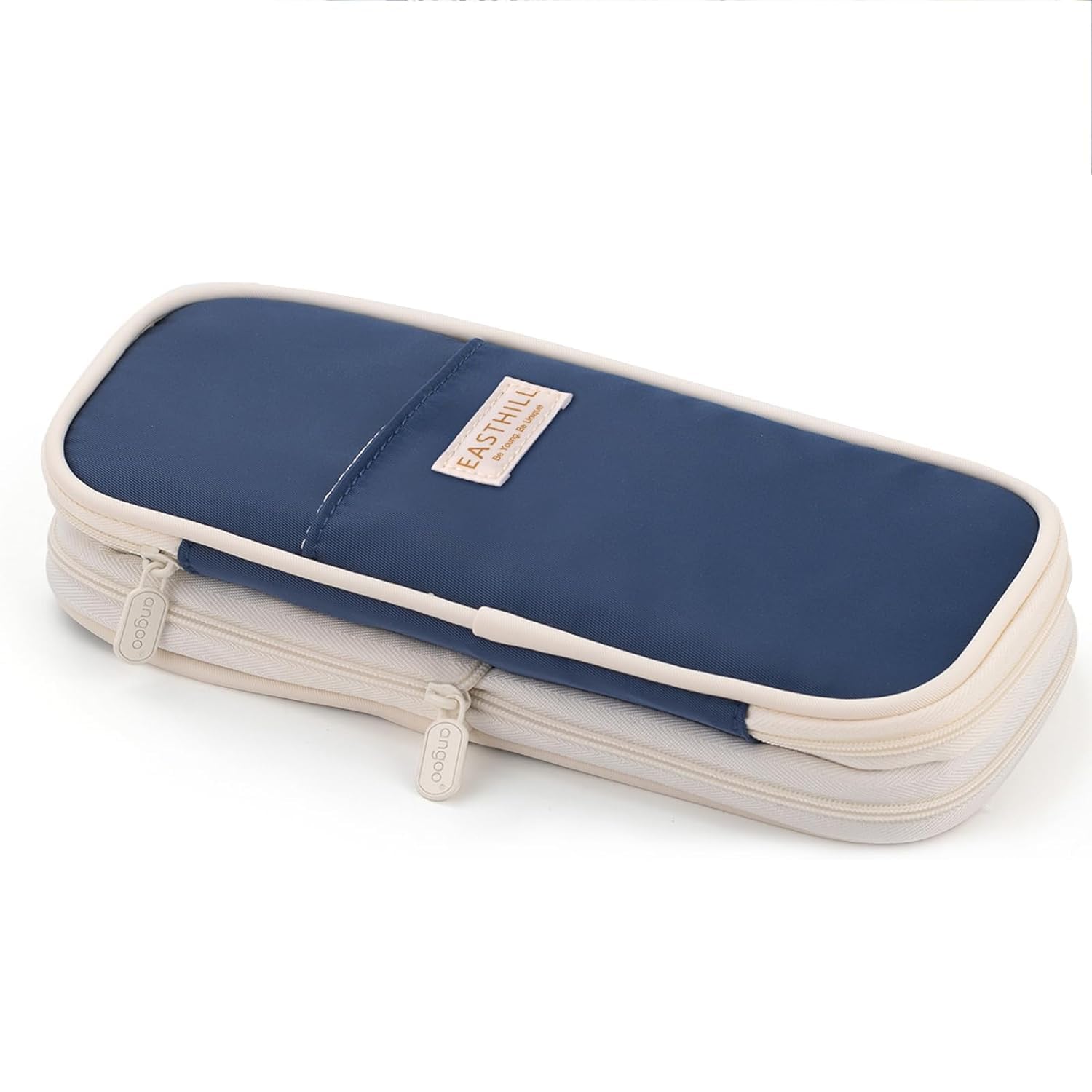 EASTHILL Large Capacity Canvas Pencil Case - Big Storage Pen Holder Organizer for Office, College & School Supplies (Blue) - Perfect for Students, Artists & Professionals