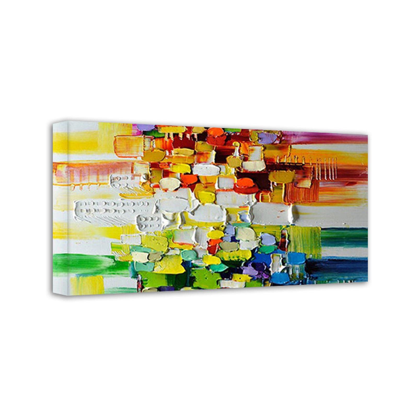 Abstract Color Block Landscape Canvas Wall Art - Modern Framed Painting Print (80x147cm/31.5x57.9