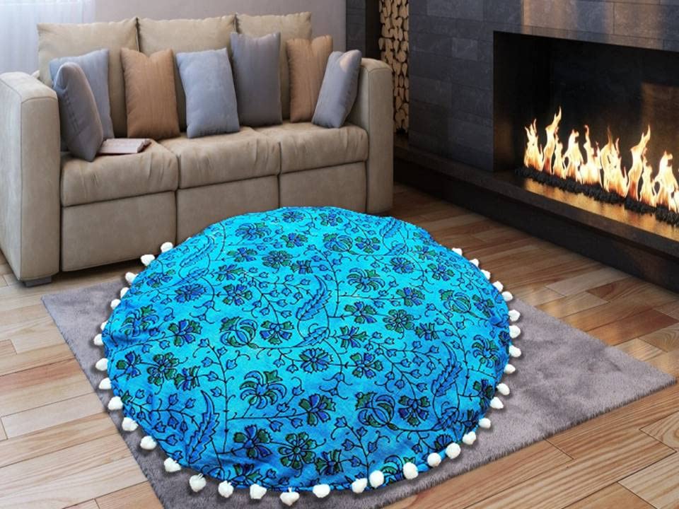 18 Inch Round Pillow Cover Only - Bohemian Floor Cushion Cover for Adults & Kids, Yoga Meditation Seat, Decorative Hippie Pillowcase (18