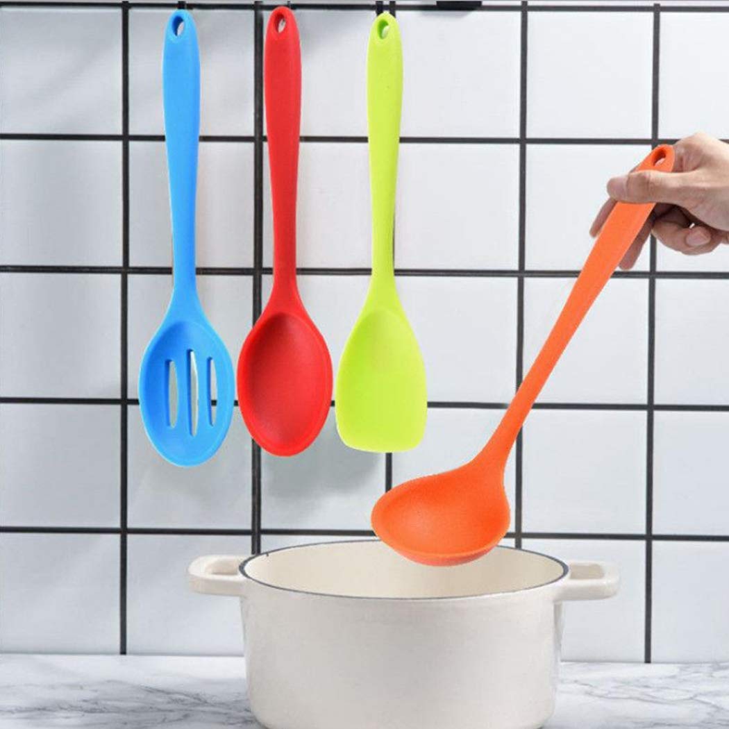 Hoshen 10-Piece Non-Stick Silicone Kitchen Utensil Set - 5 Colorful Heat-Resistant Spatulas for Cooking, Baking & Frying - Perfect for Non-Stick Pans, Pots & Bakeware