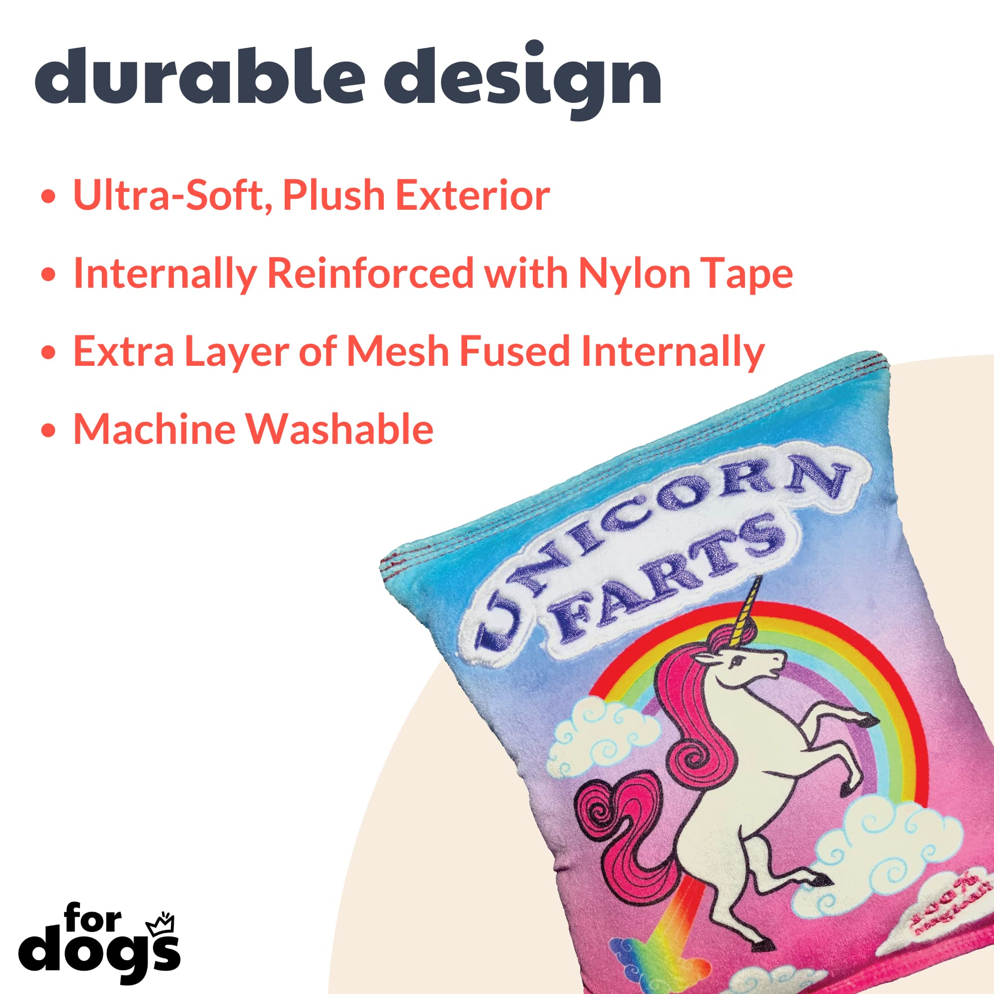 Huxley & Kent Squeaky Dog Toy - Unicorn Farts Plush Dog Chew Toy with Squeaker for Small Dogs | Funny & Cute Interactive Pet Toy for Playtime, Training & Gifts | Durable Soft Plush Puppy Toy for Indoor & Outdoor Use