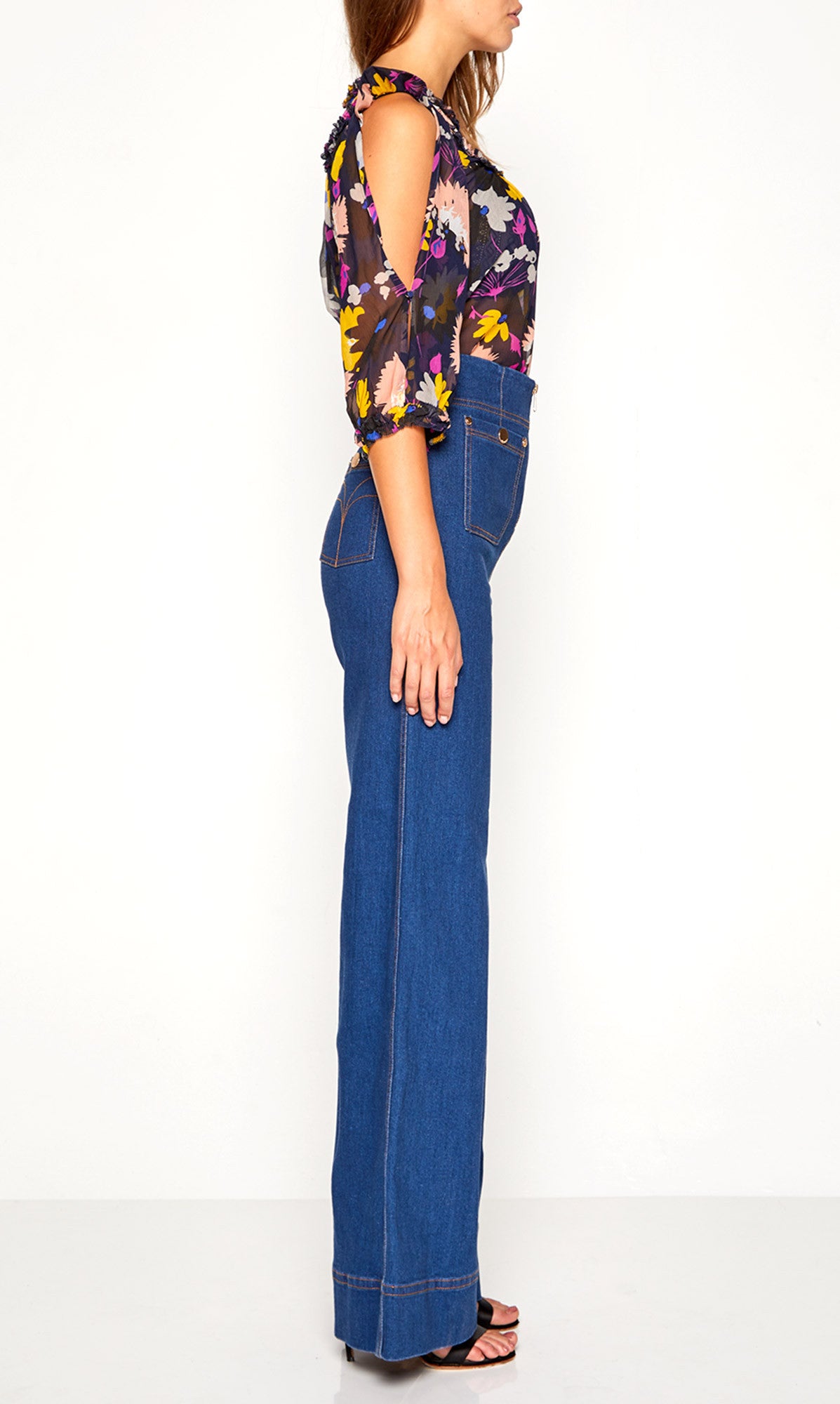 Diamond Eyes Blouse for Women - Elegant Long Sleeve Tops with Floral Print - Perfect for Office, Party & Date Night Outfits
