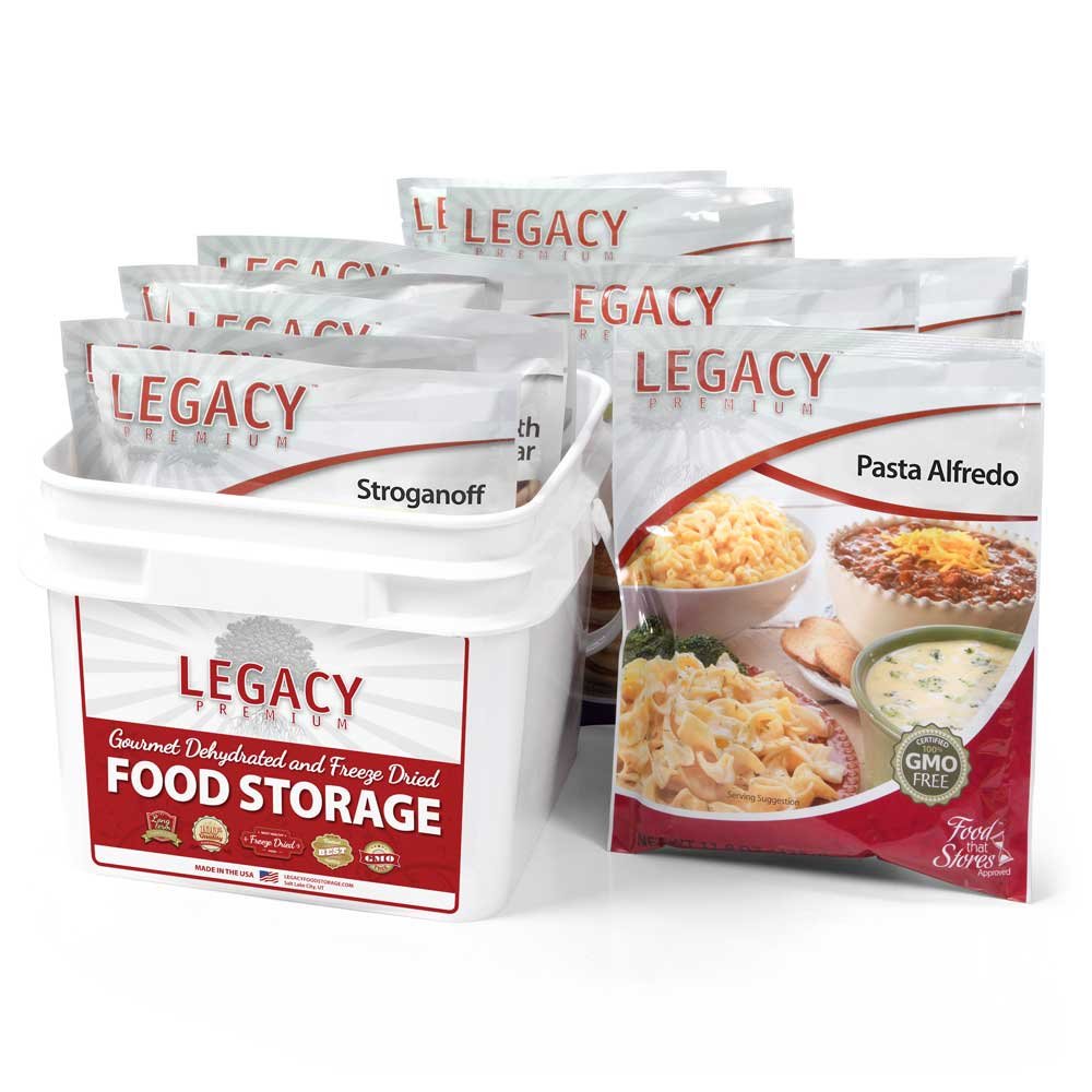 Legacy Food Storage 32 Serving Emergency Food Supply Bucket - 8 Freeze Dried Entrees, 12,440 Calories | Shelf Stable Survival Meals for Camping, Hiking, Prepping & Emergency Preparedness | Perfect for Outdoor Adventures & Disaster Readiness