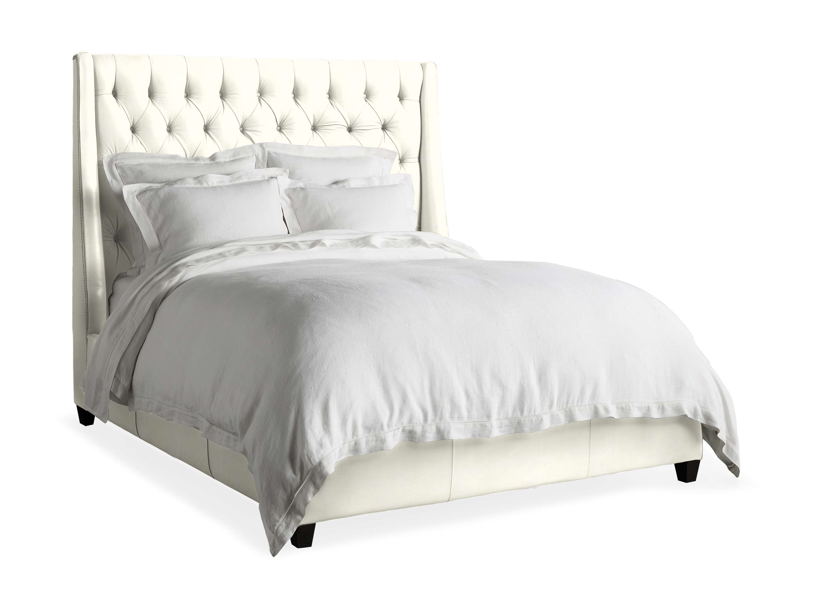 Luxury Devereaux Tufted Leather Bed Frame - Queen Size Upholstered Headboard for Bedroom - Perfect for Master Suite, Guest Room & Modern Home Decor