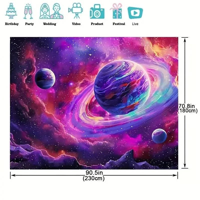 Galaxy Velvet UV Glow Tapestry Wall Art - Blacklight Poster for Room Decor, Bedroom, Living Room, Dorm & Party Lighting