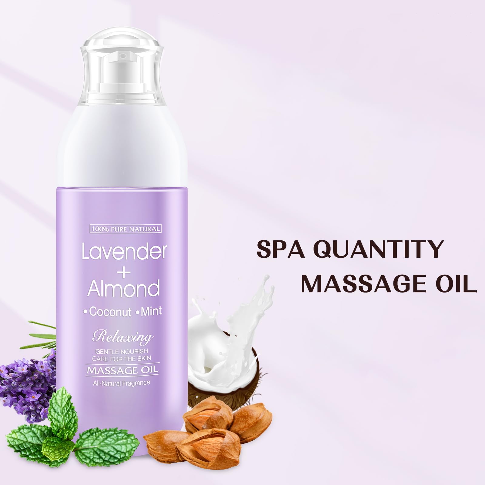 Lavender Almond Peppermint Coconut Massage Oil - Soothing & Relaxing Muscle Relief, Moisturizing Body Oil for Men & Women | Perfect for Spa Nights, Couples Massage & Post-Workout Recovery