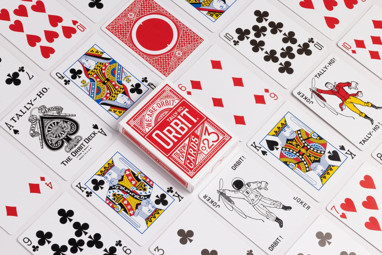 Tally Ho x Orbit Red Playing Cards - Premium Quality Poker Cards for Magic Tricks, Cardistry & Card Games - Perfect for Casino Nights, Poker Parties & Professional Performances