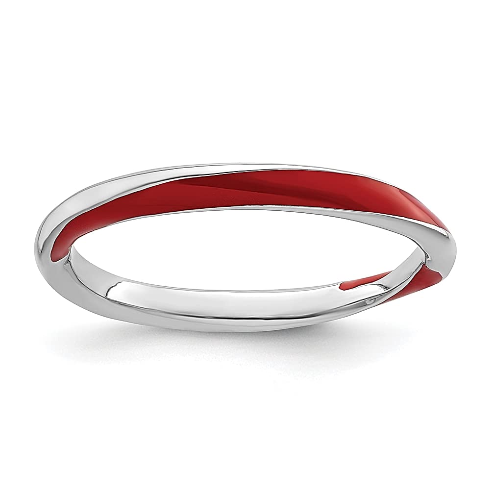 925 Sterling Silver Stackable Twisted Red Enamel Band Ring for Women - Perfect Gift for Her & Everyday Wear