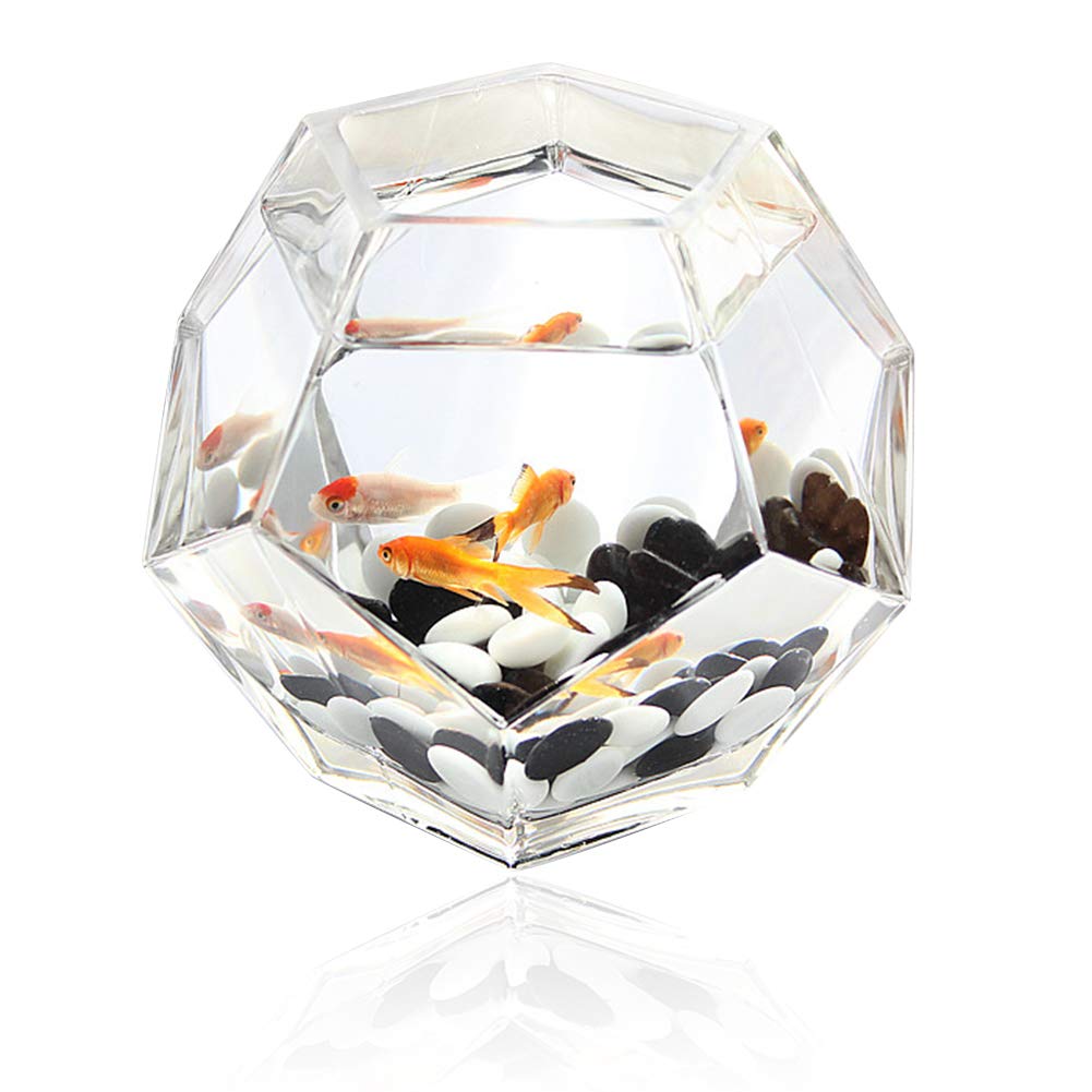 OMEM Glass Fish Tank - Multi-Faceted Creative Aquarium for Goldfish & Small Cold Water Fish | Perfect for Home Decor, Office Desk & Zen Relaxation Spaces