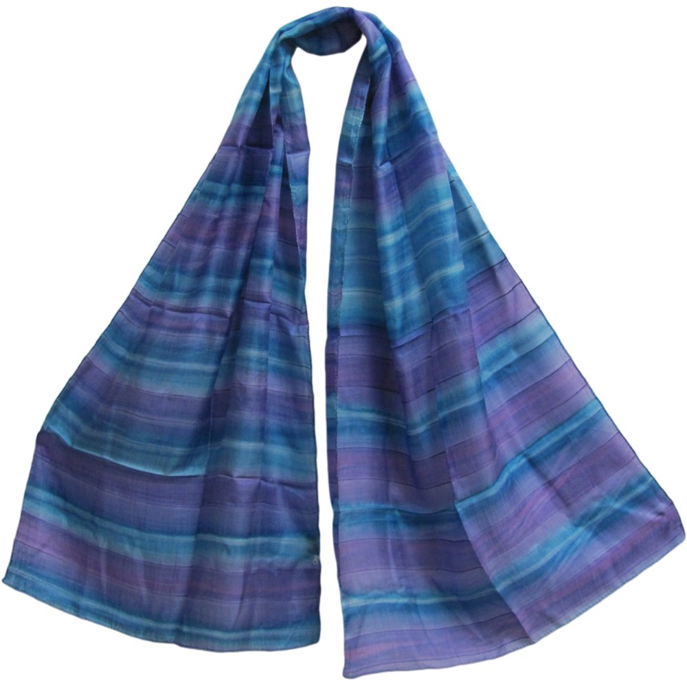 Pure Silk Indian Ethnic Multicolor Striped Shawl Wrap Scarf for Women - Elegant Fashion Accessory for Parties, Weddings & Winter Wear