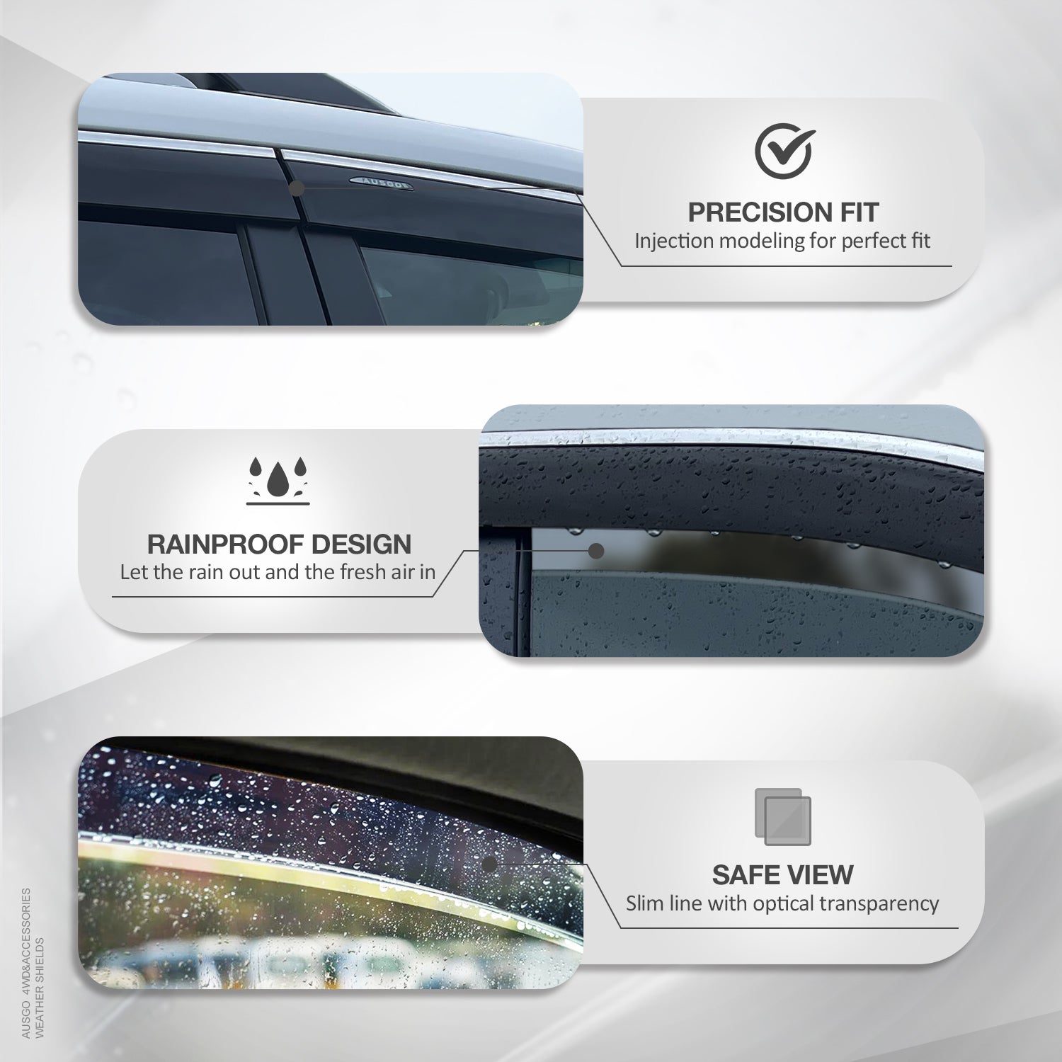 Stainless Steel Window Visors for Mazda 3 BM BN Series Sedan (2013-2019) - Rain Guards & Sun Shades for All-Weather Protection