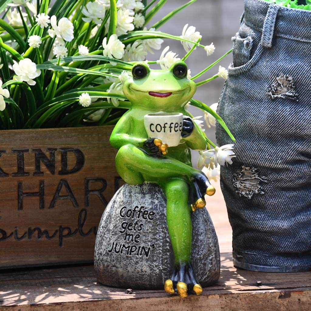 Resin Frog Statue Sculpture - 6.1 Inch Garden Decor, Outdoor Ornament for Lawn, Patio & Balcony | Perfect for Fairy Gardens, Pond Decor & Backyard Landscaping