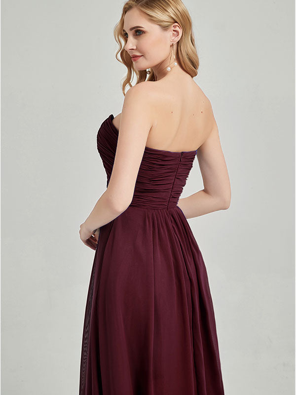 Elegant Strapless Chiffon Maternity Bridesmaid Dress - Cabernet Sweetheart Neckline for Weddings, Baby Showers & Special Occasions