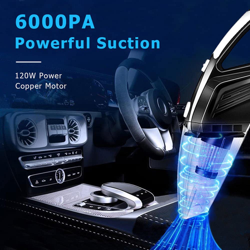 Powerful 6KPA Car Vacuum Cleaner - Compact for Car & Home Use
