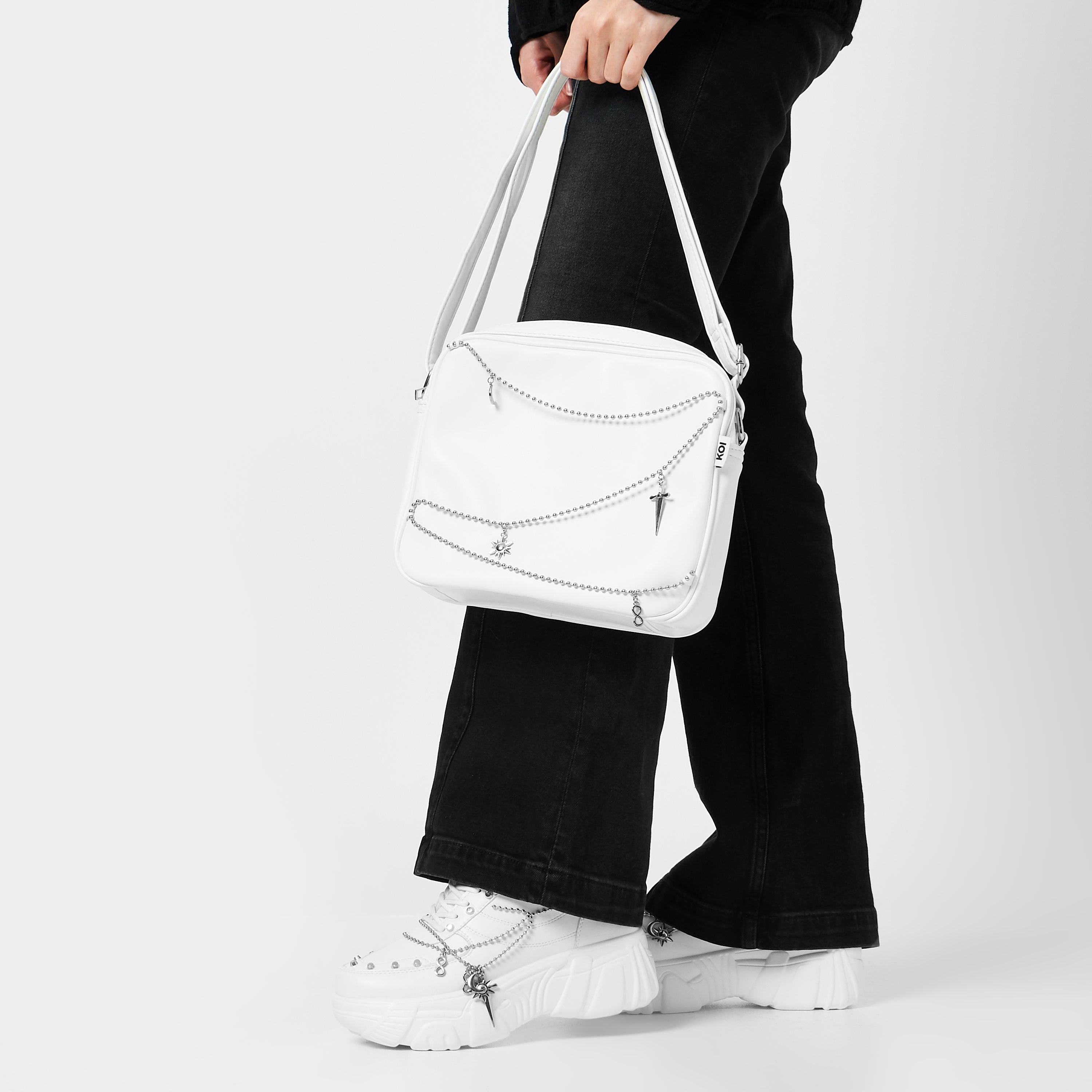 Jinx Mystic Charm White Shoulder Bag for Women - Stylish Crossbody Purse with Adjustable Strap, Fashionable Handbag for Daily Use, Work, Travel, and Parties
