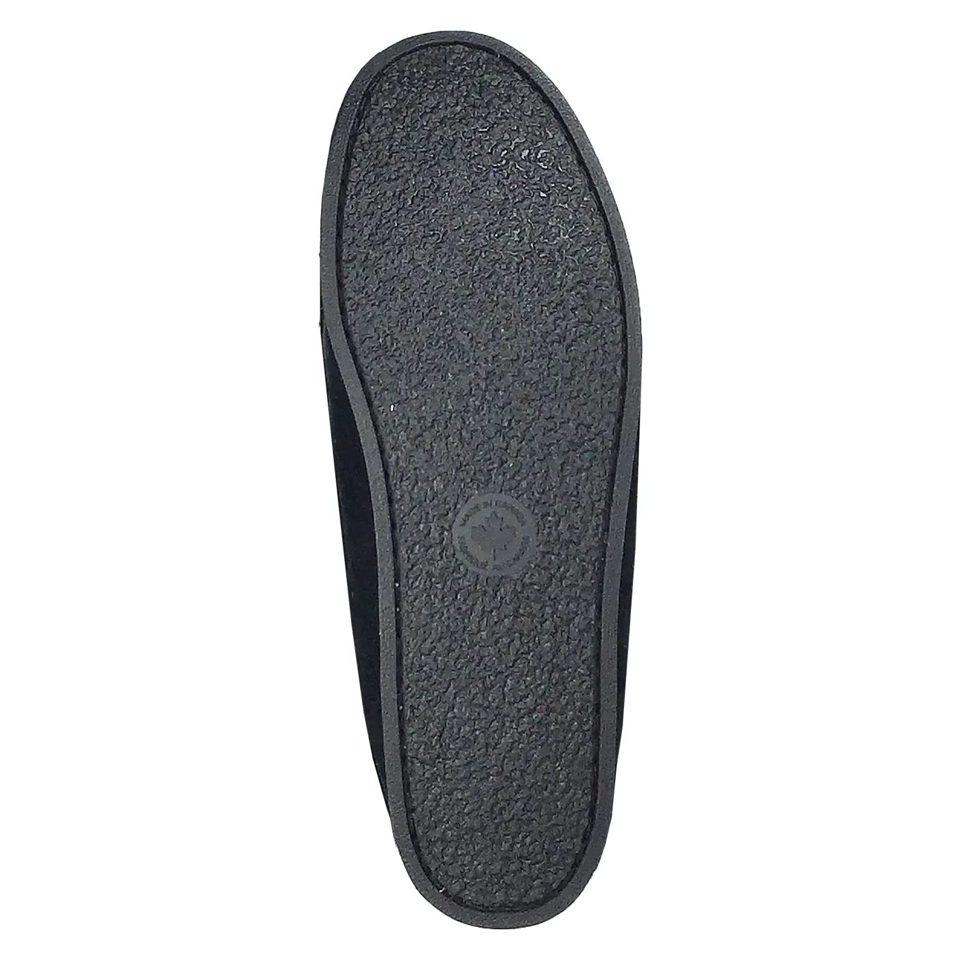 Laurentian Chief Men's Suede Slippers with Rabbit Fur Collar - Soft Sole Moccasins for Indoor Comfort & Cozy Home Wear
