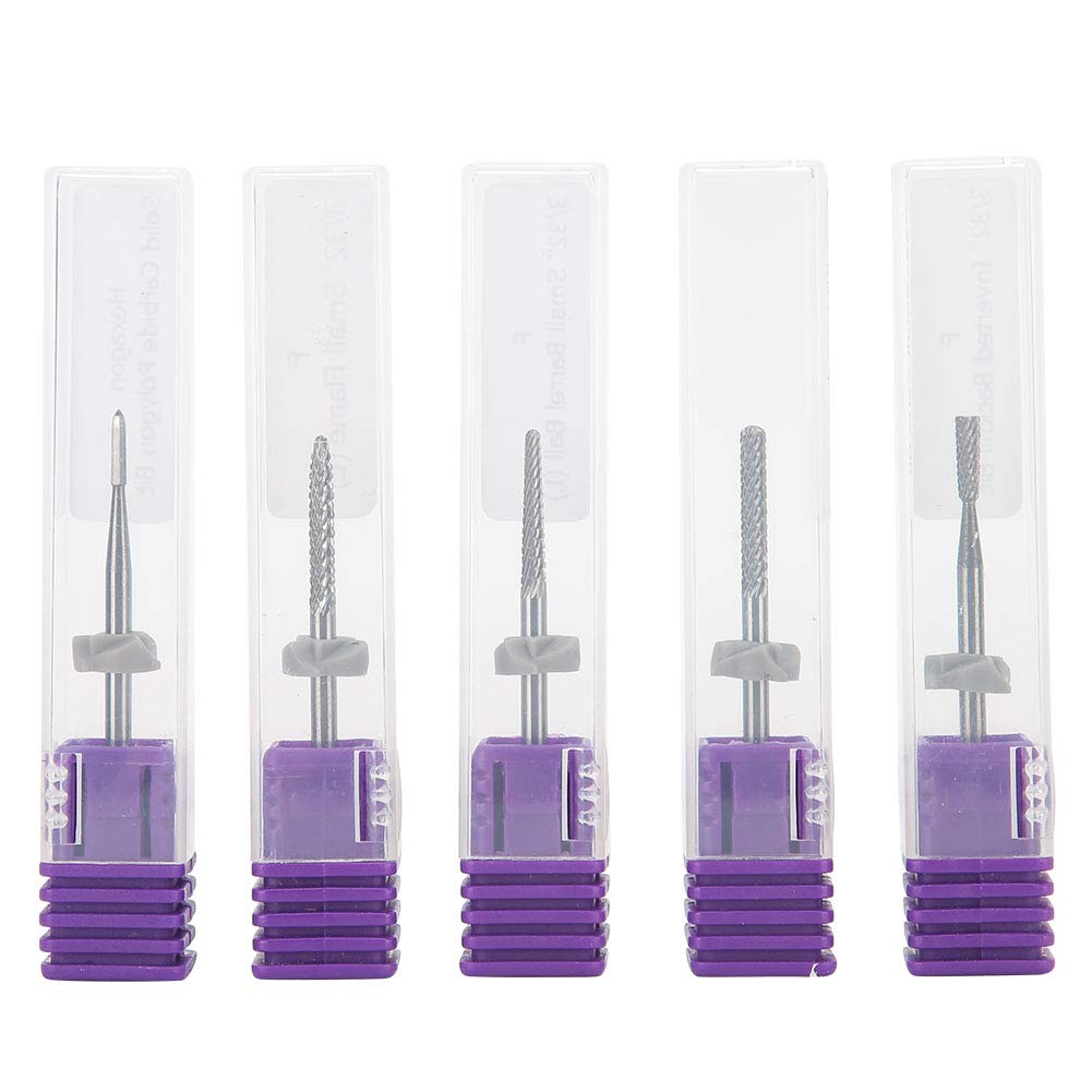 5-Piece Tungsten Steel Nail Drill Bit Set - Professional Manicure & Pedicure Accessories for Dead Skin Removal, Nail Art, and Gel Polish | Perfect for Home Nail Care & Salon Use