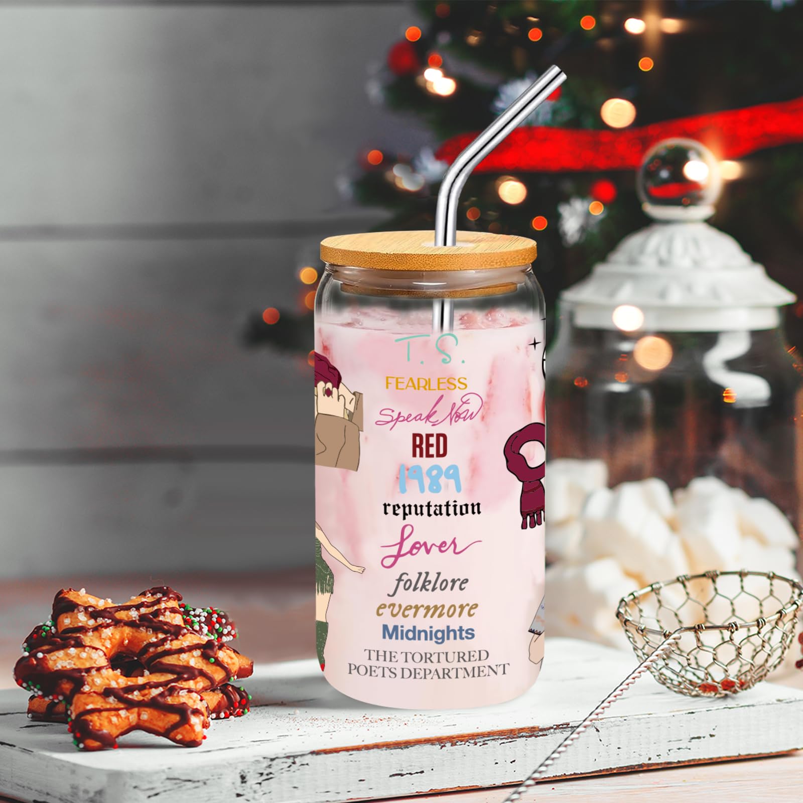 Funny Christmas Glass Cup for Women - 16 oz Insulated Tumbler with Lid & Straw, Cute Coffee Mug for Holiday Parties, White Elephant Gifts, Stocking Stuffers - Perfect for Sisters, Daughters & Best Friends (Great for Office Celebrations, Secret Santa & Family Gatherings)