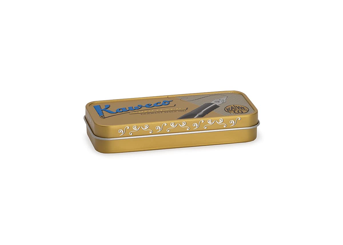 Kaweco STEEL SPORT Retractable Ballpoint Pen with D1 Refills - Premium Metal Ball Pen (10.5cm) in Vintage Tin Box - Perfect for Office, School & Travel Writing Needs