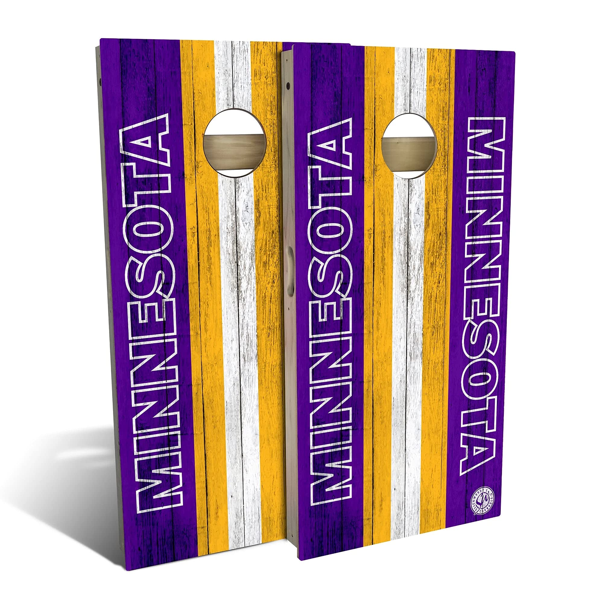 Minnesota City Themed Football Cornhole Board Set - 2 Boards & 8 Bags Included - Premium Outdoor Game for Tailgating, Backyard Parties, and Family Gatherings
