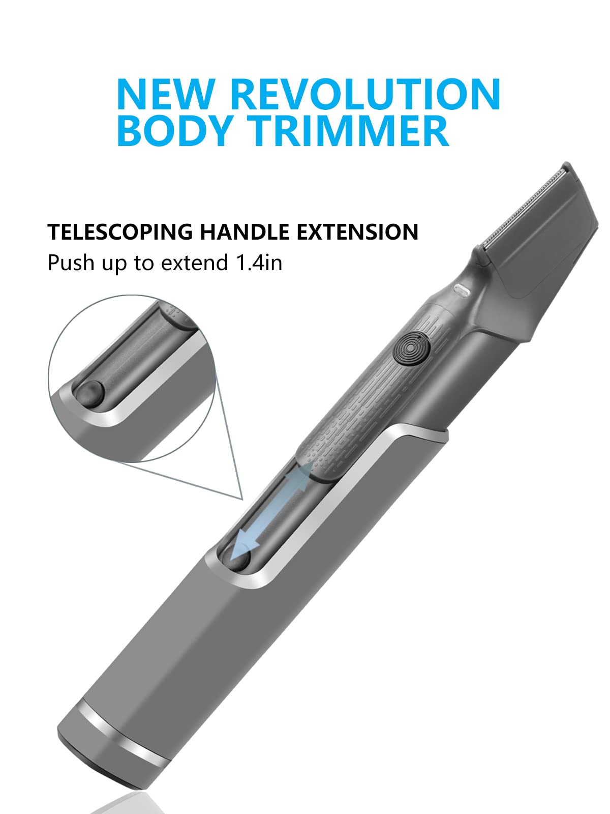 Men's Body Hair Trimmer - Electric Shaver for Neck, Back, Facial & Beard Grooming | Long Handle Hair Cutting Comb | Self Haircut Kit for Men | Perfect for Home Use, Travel & Personal Grooming