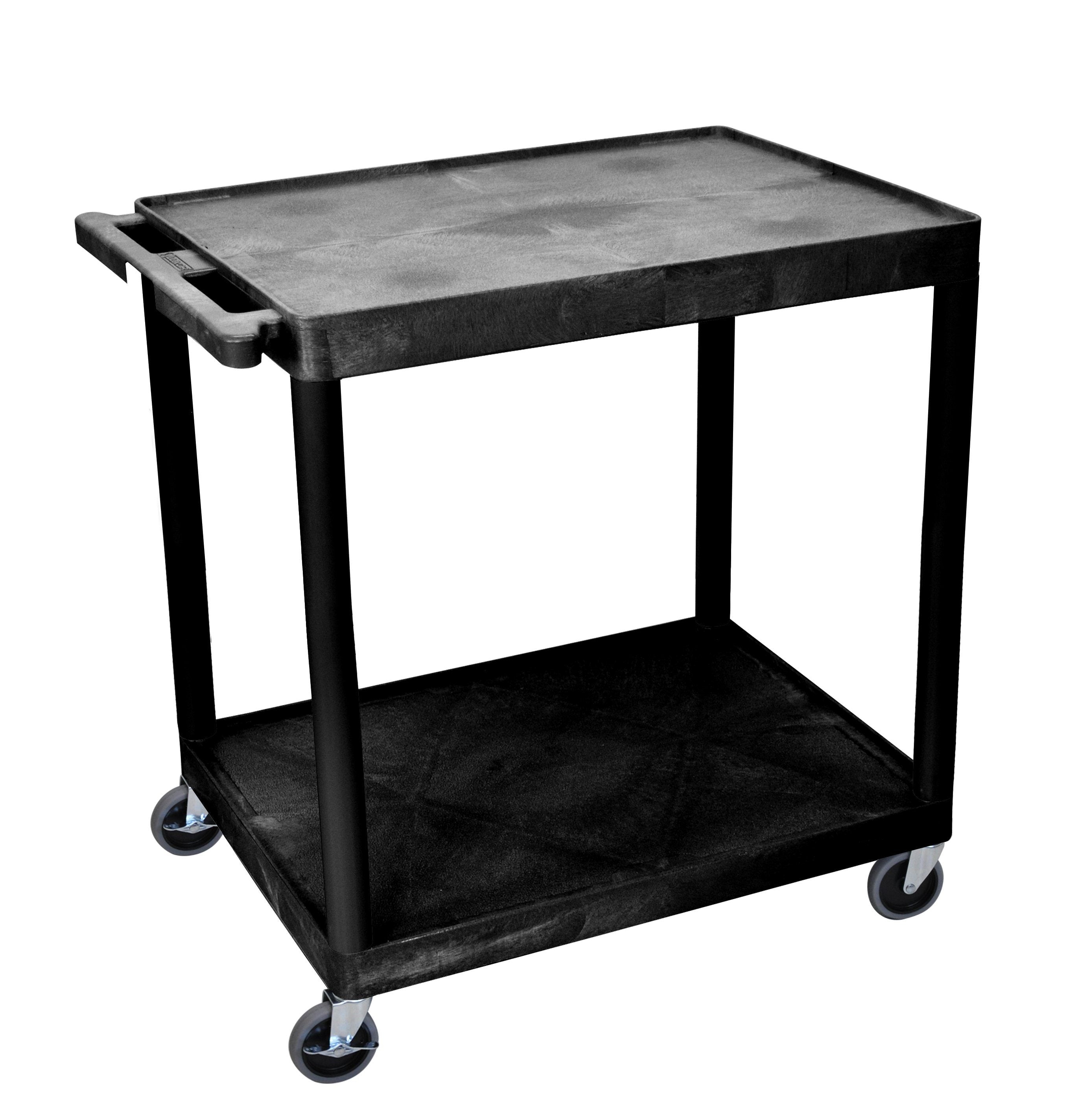 Black Luxor 2-Shelf Utility Cart - Rolling Metal Storage Cart for Kitchen, Office, or Garage Organization