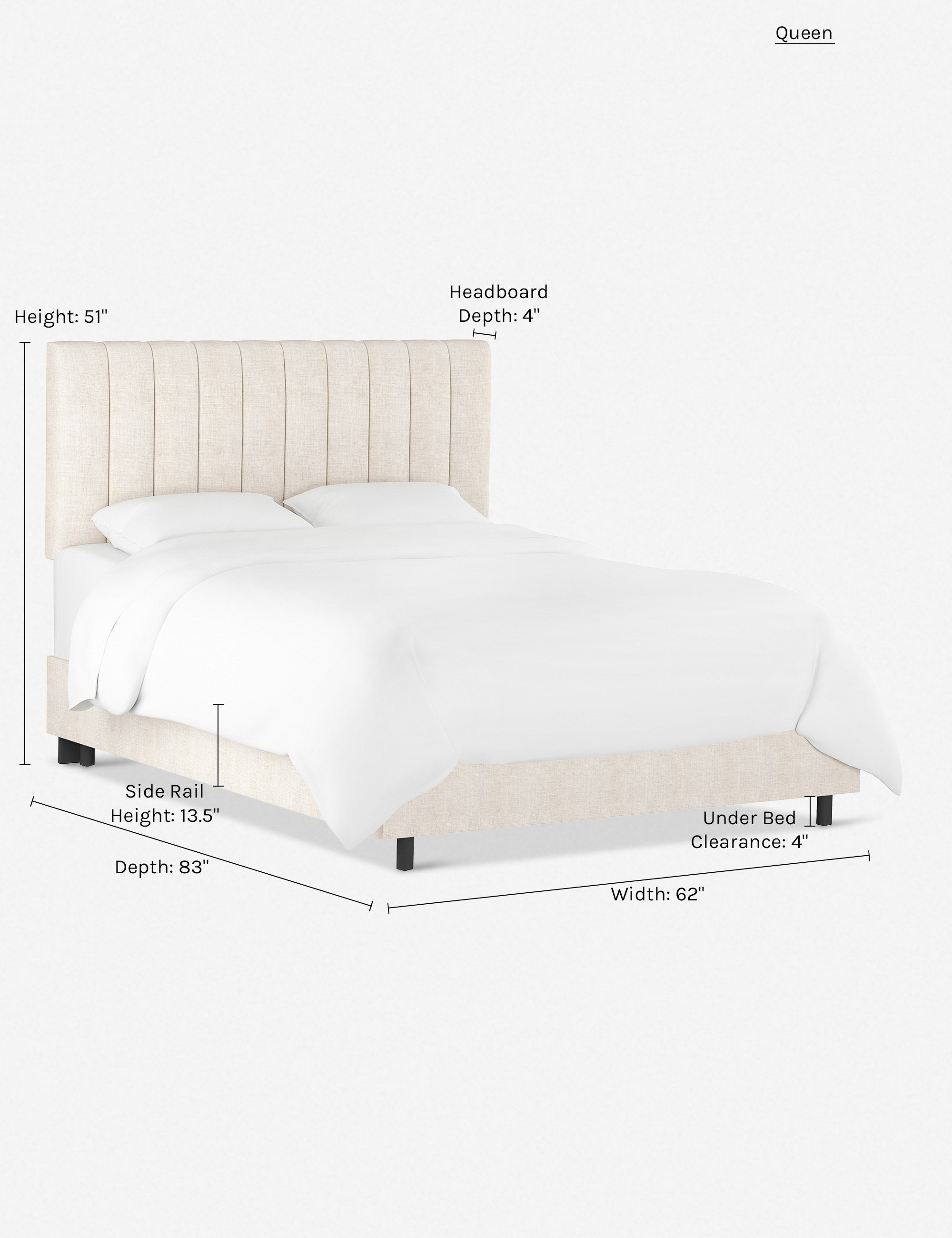 Aliyah Bed - Queen Size Platform Bed Frame with Upholstered Headboard, Modern Bedroom Furniture for Home Decor - Perfect for Master Bedroom, Guest Room & Apartment