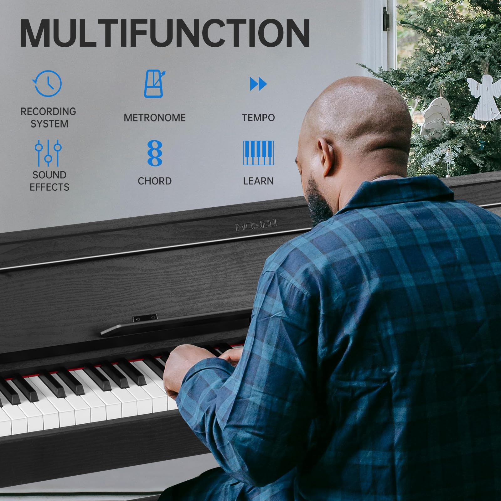 Mosen 88-Key Weighted Digital Piano with Furniture Stand & 3-Pedal Unit - Hammer Action Keyboard, Full-Size Electric Piano with USB-MIDI/Wireless Connectivity (Model MDP-110) - Perfect for Home Studios, Music Lessons & Professional Performances