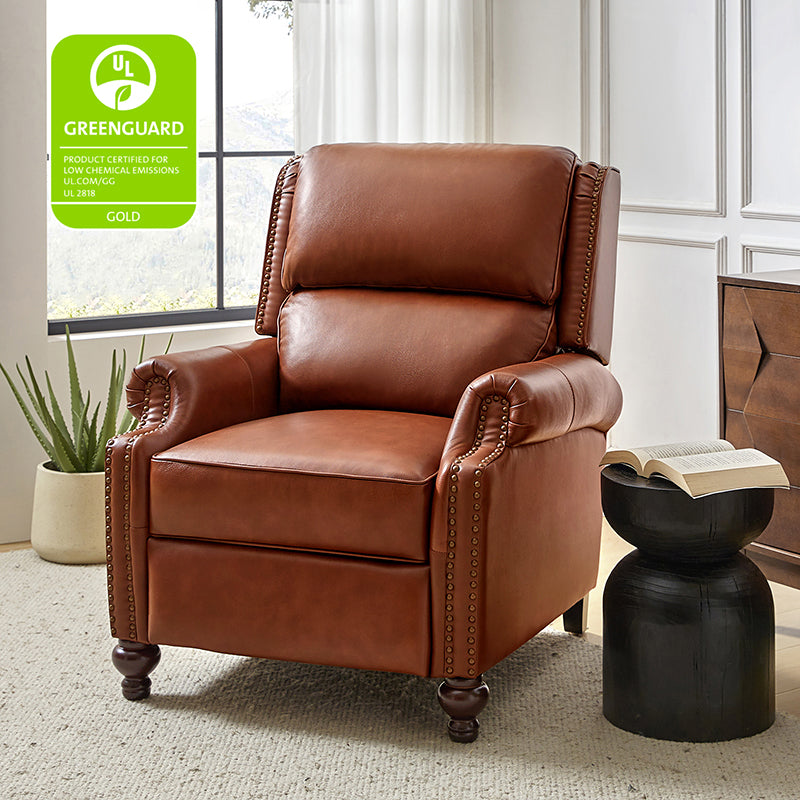 Mid Century Modern Genuine Leather Recliner Chair - Consuela Handcrafted Lounge Chair for Living Room, Office & Home Theater