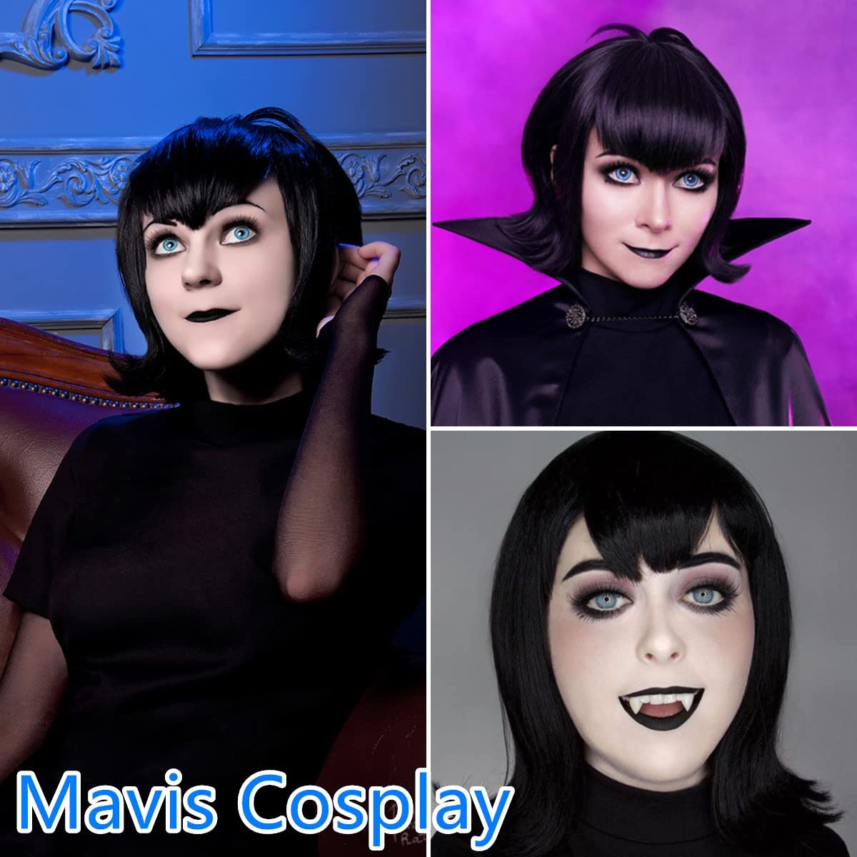 Akkya Black Bob Wigs with Bangs - Short Straight Synthetic Hair Wig for Black Women | Perfect for Party, Costume & Cosplay (12inch, Black) | Great for Halloween, Cosplay Events & Themed Parties