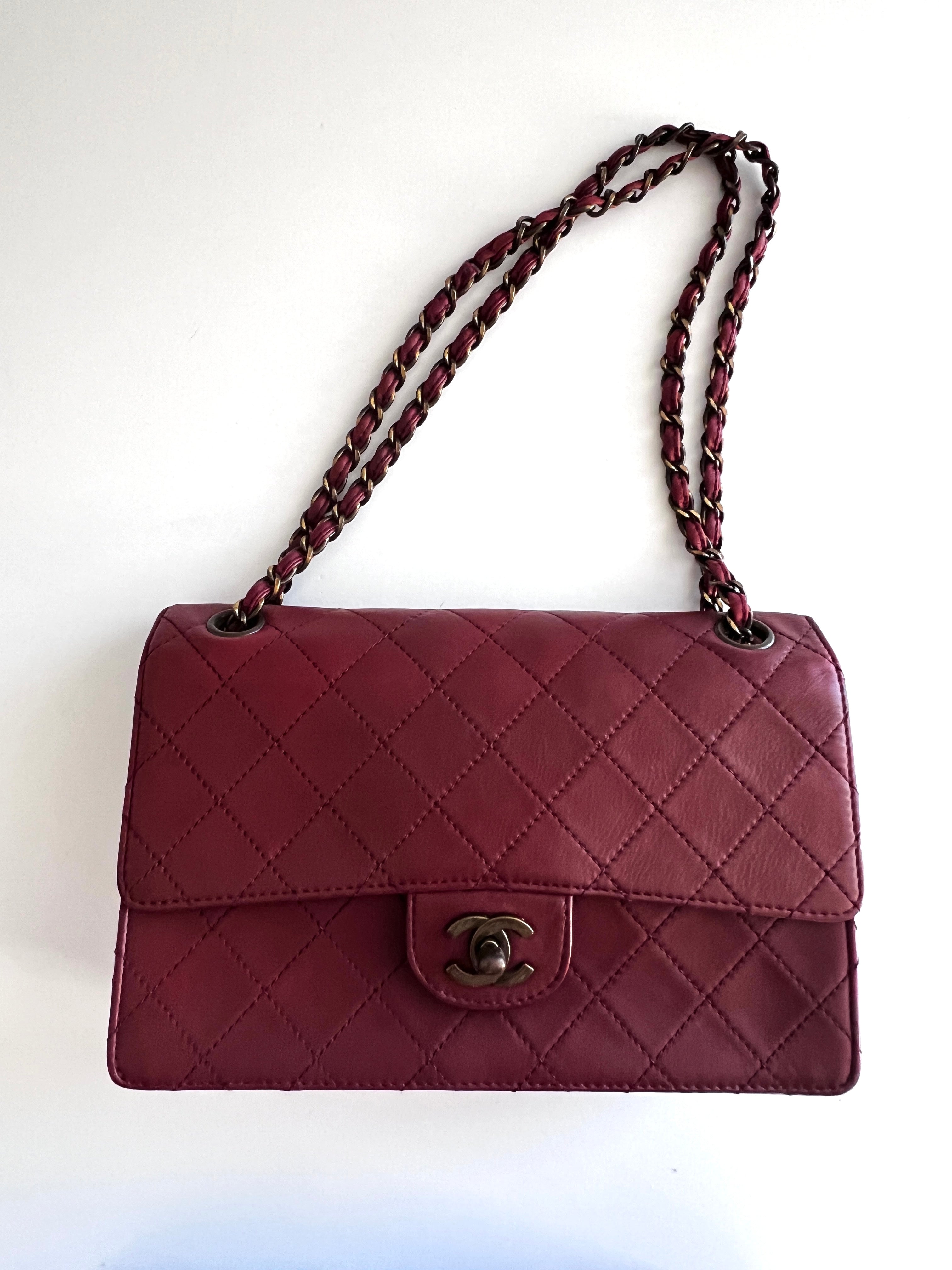 Chanel Burgundy Leather Single Flap Bag - Luxury Designer Handbag for Women | Perfect for Work, Evening Events & Special Occasions