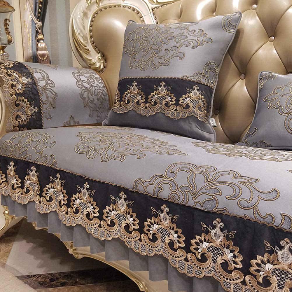 European Jacquard Sofa Cover - Anti-Slip, Dustproof Stretch Sofa Slipcover for Loveseat & Couch - (80+18)x240cm - Sold Individually - Perfect for Living Room, Bedroom & Home Decor