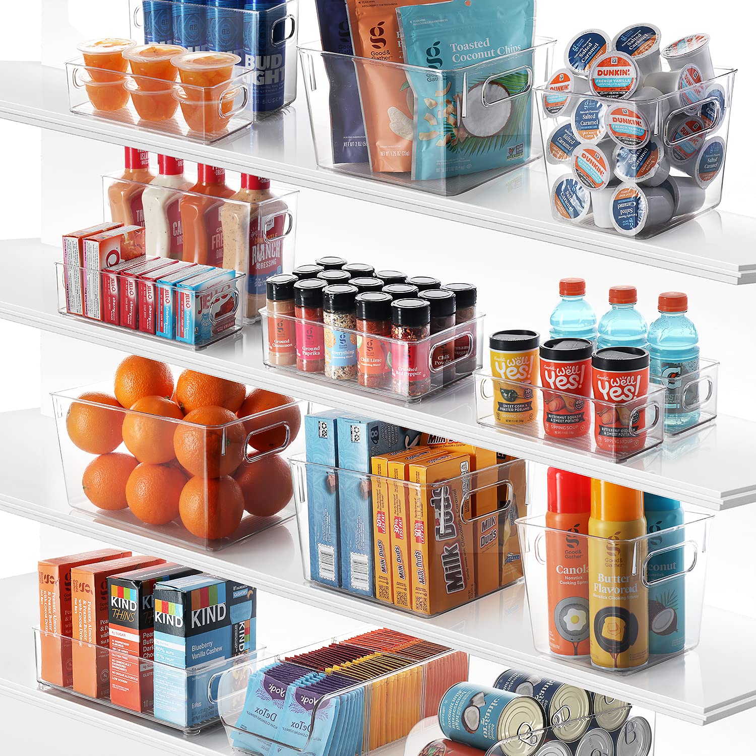 STORAGEBUD Clear Stackable Refrigerator & Freezer Organizer Bins - Pantry Storage Containers for Kitchen Organization - Perfect for Food Storage, Meal Prep & Decluttering Fridge/Freezer