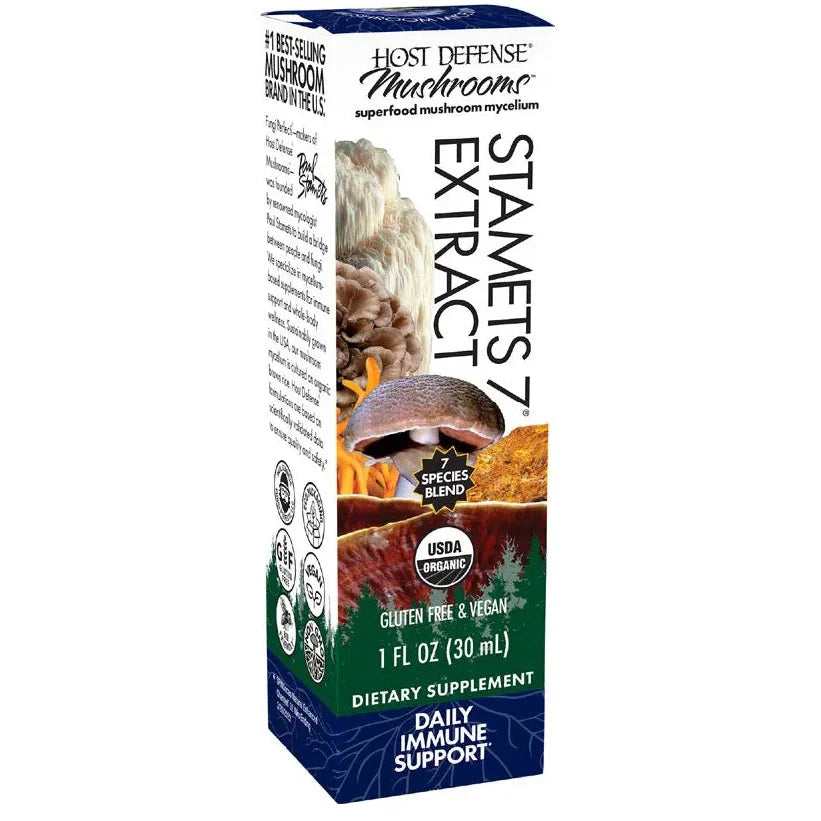 Host Defense Stamets 7® Mushroom Extract Supplement - Immune Support & Energy Booster for Daily Wellness & Fitness Enthusiasts