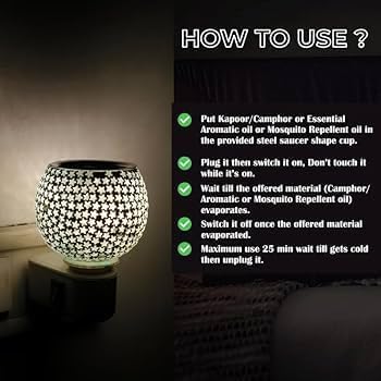 Premium Electric Ceramic Aroma Diffuser with Multicolor LED Night Light - Camphor & Incense Burner for Home, Office, Yoga & Meditation - White Star Design (Pack of 1) | Relaxation & Aromatherapy Essential Oil Diffuser