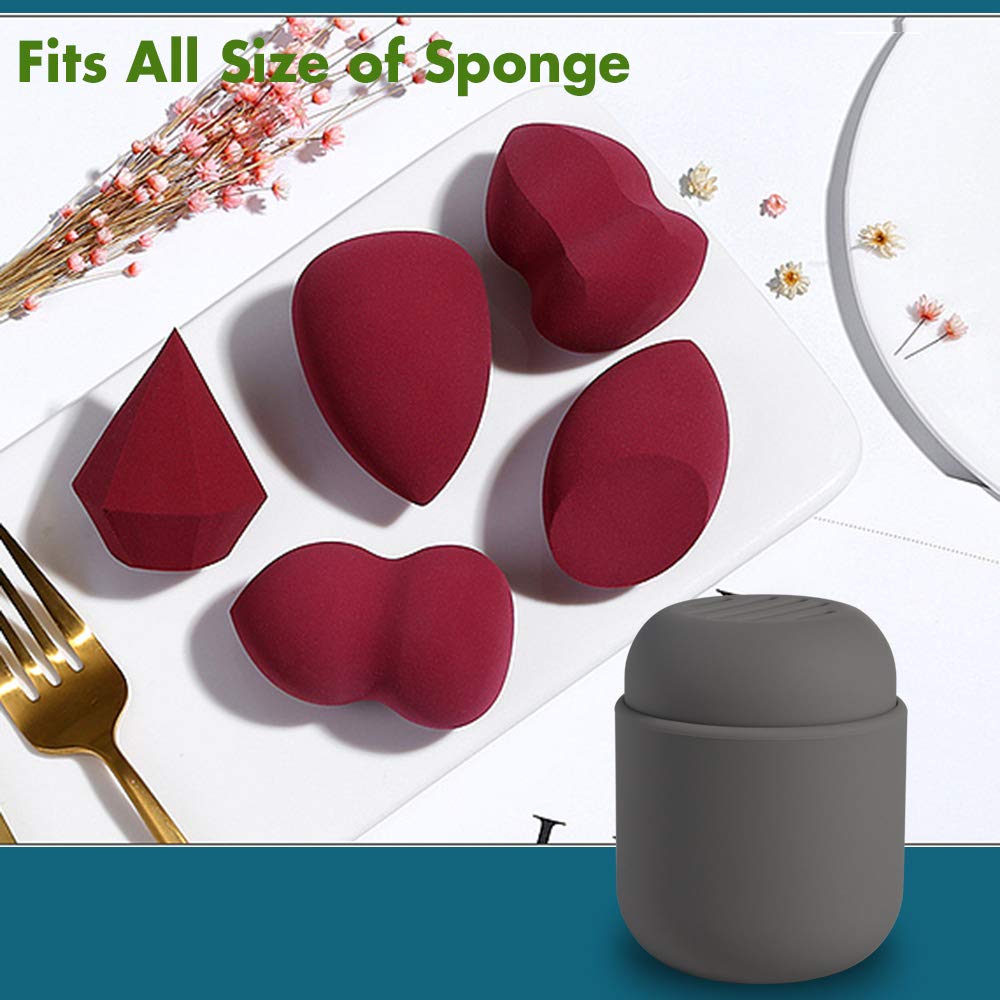 BEZOX Silicone Makeup Sponge Holder with Double-Sided Vent Design - Quick Drying Beauty Blender Case, Travel-Friendly Cosmetic Organizer (Blender Not Included, Grey) | Perfect for Travel, Gym & Everyday Makeup Storage