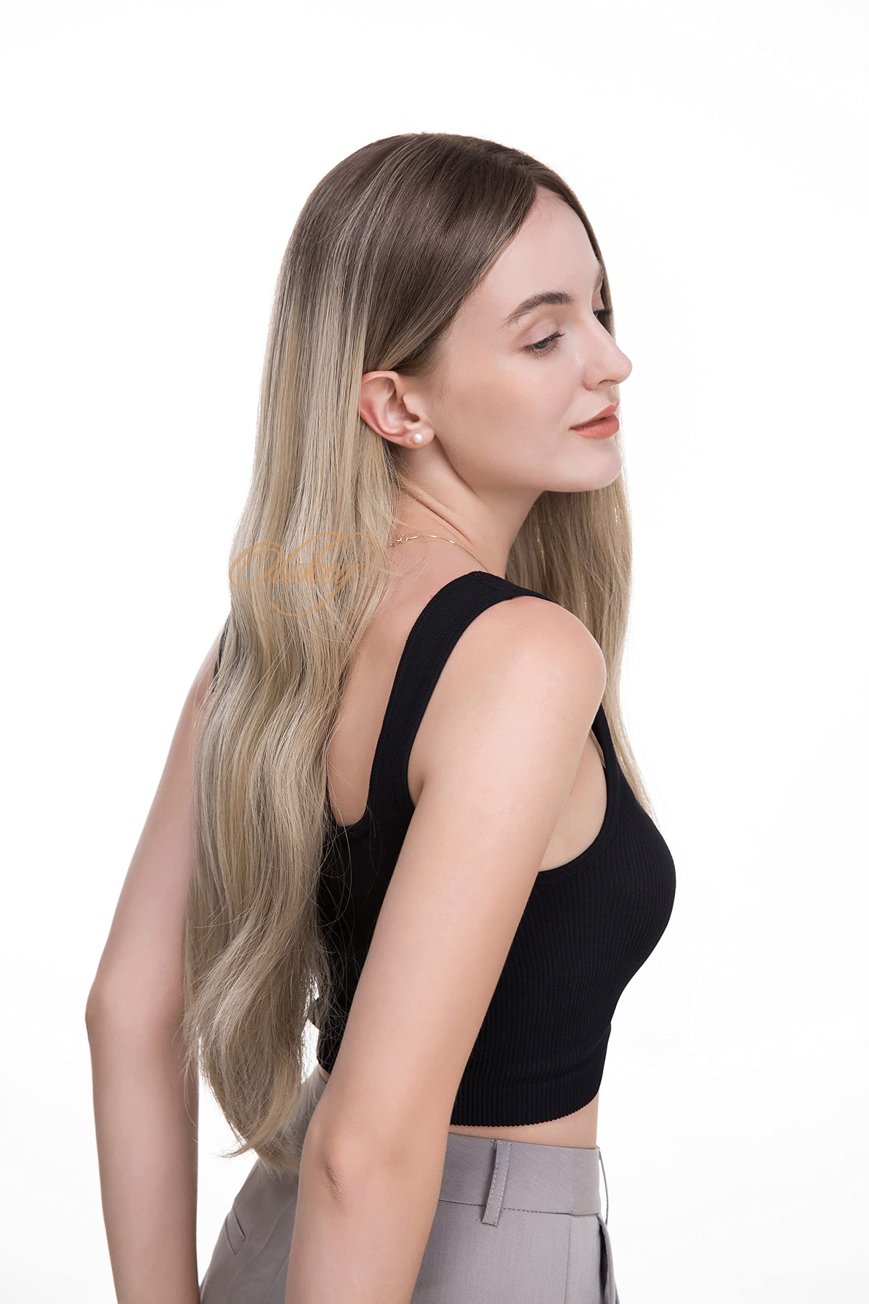 16-inch Virgin European Hair Kosher Wig - Lace Top Balayage Ombre Blonde Highlights | Perfect for Cosplay, Daily Wear & Special Occasions
